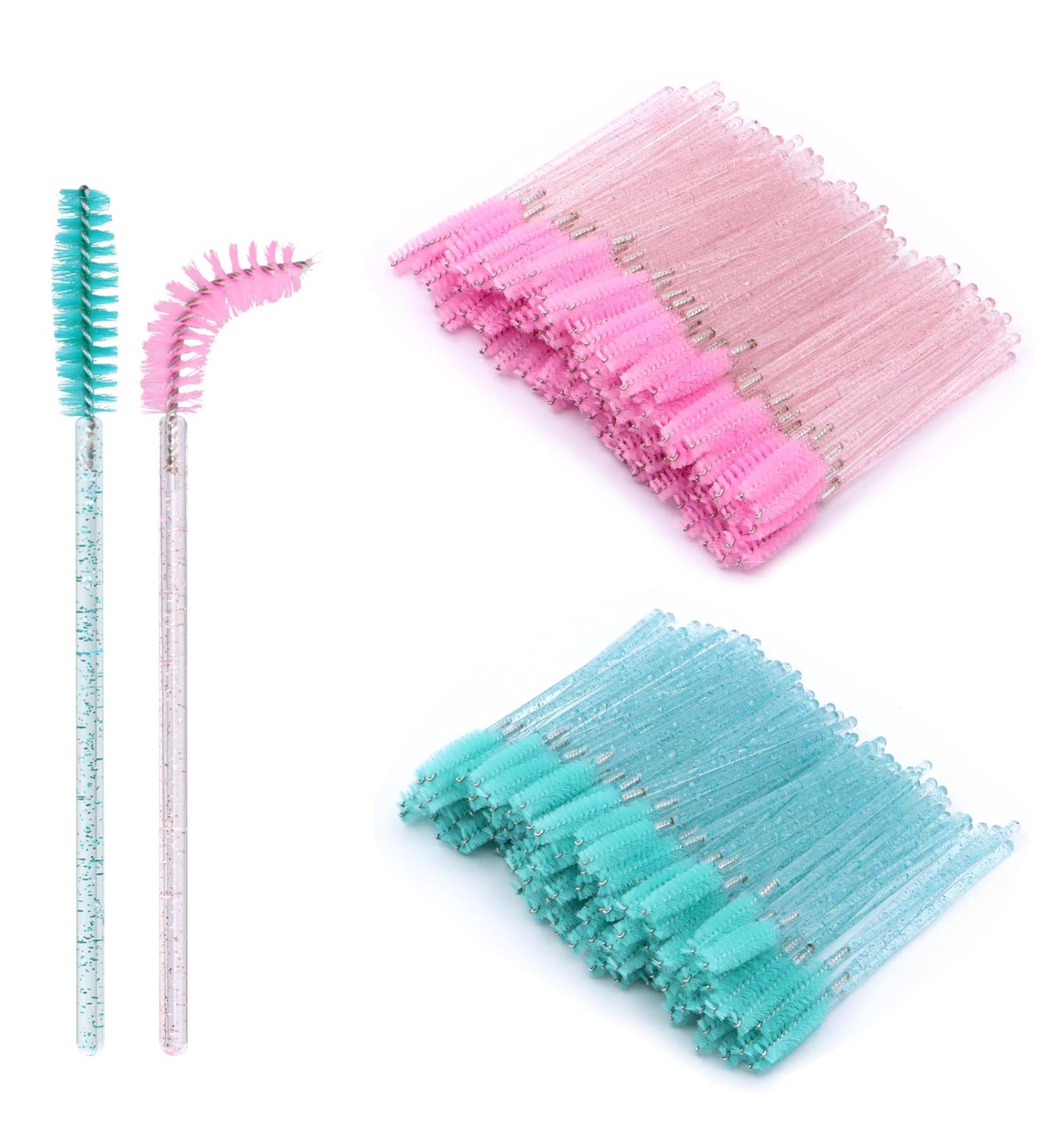 Scettar 200 Pieces Disposable Eyelash Brushes Set - 100 Light Blue & 100 Pink Mascara Applicators for Beauty Salons & Home Use - Buy Online on GoSupps.com