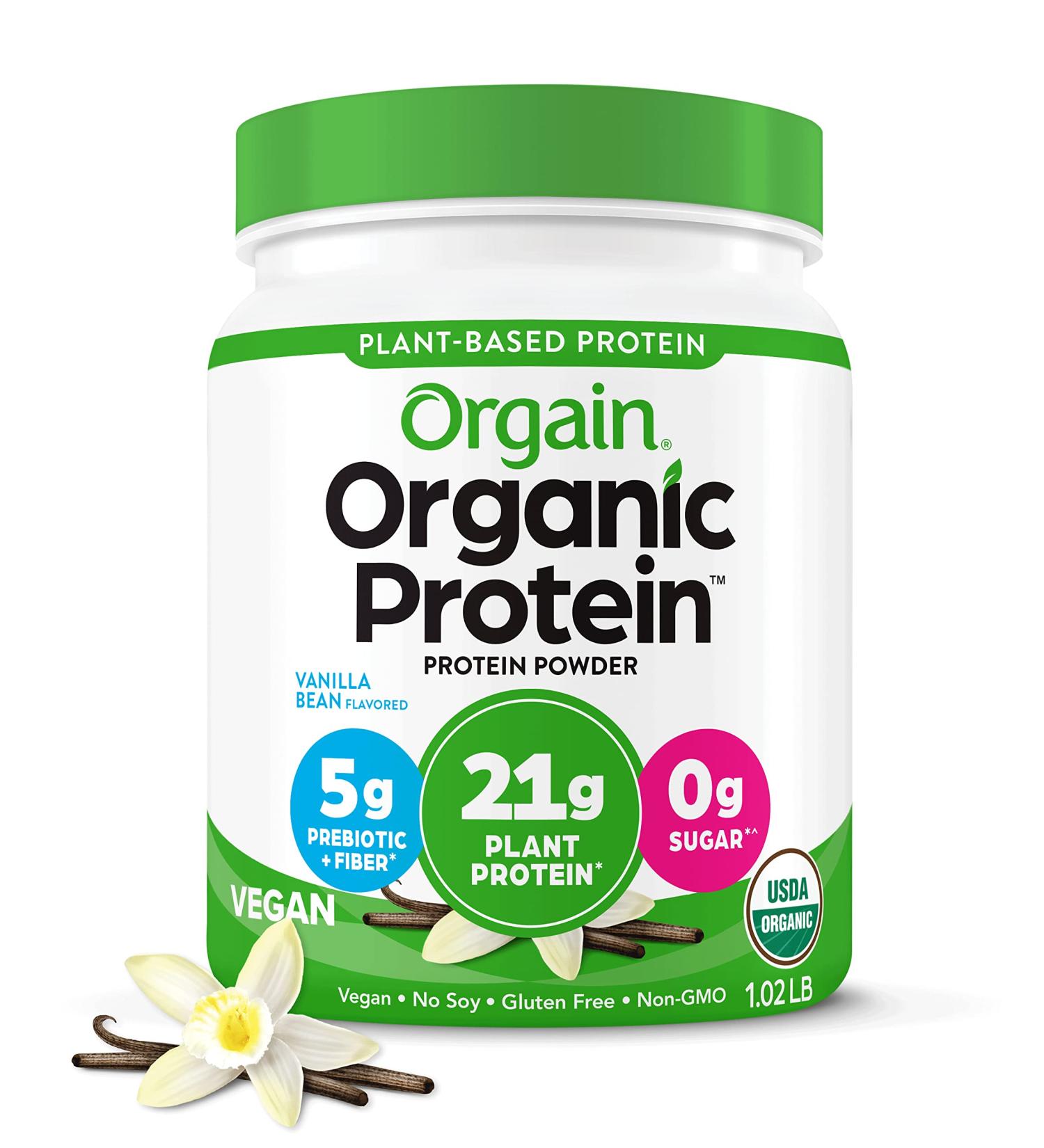 Orgain Organic Vegan Protein Powder - Vanilla Bean, 21g Plant-Based Protein, Gluten Free, Low Carb, Non-Dairy, 1.02 lb - Buy Online on GoSupps.com