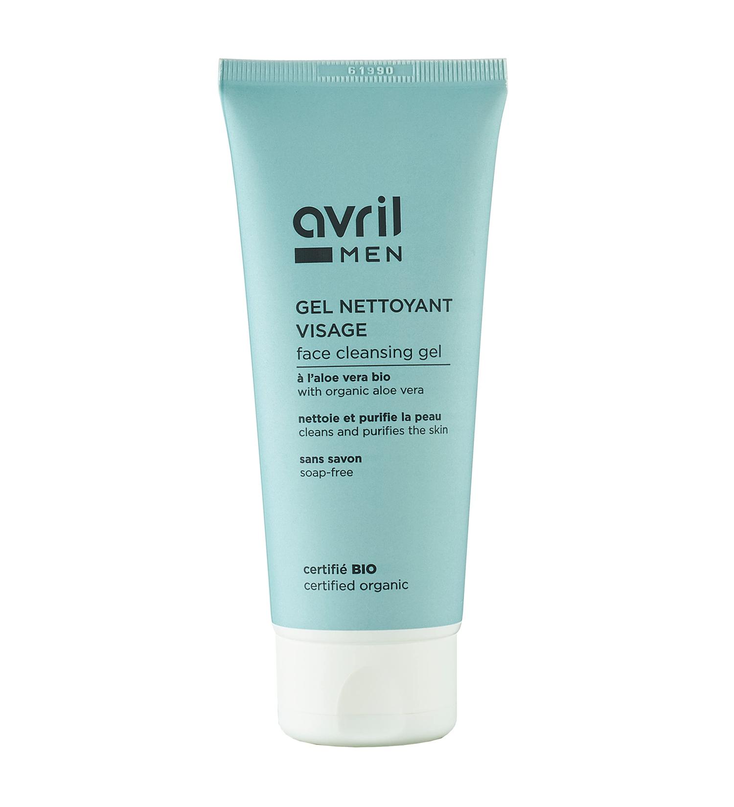Avril - Gel Nettoyant Visage Homme Bio - Zinc PCA & Aloe Vera Bio - Sans Savon - Tout Type de Peau - 99% d'Origine Naturelle - Certifi Bio Ecocert - Fabriqu en France - 100ml