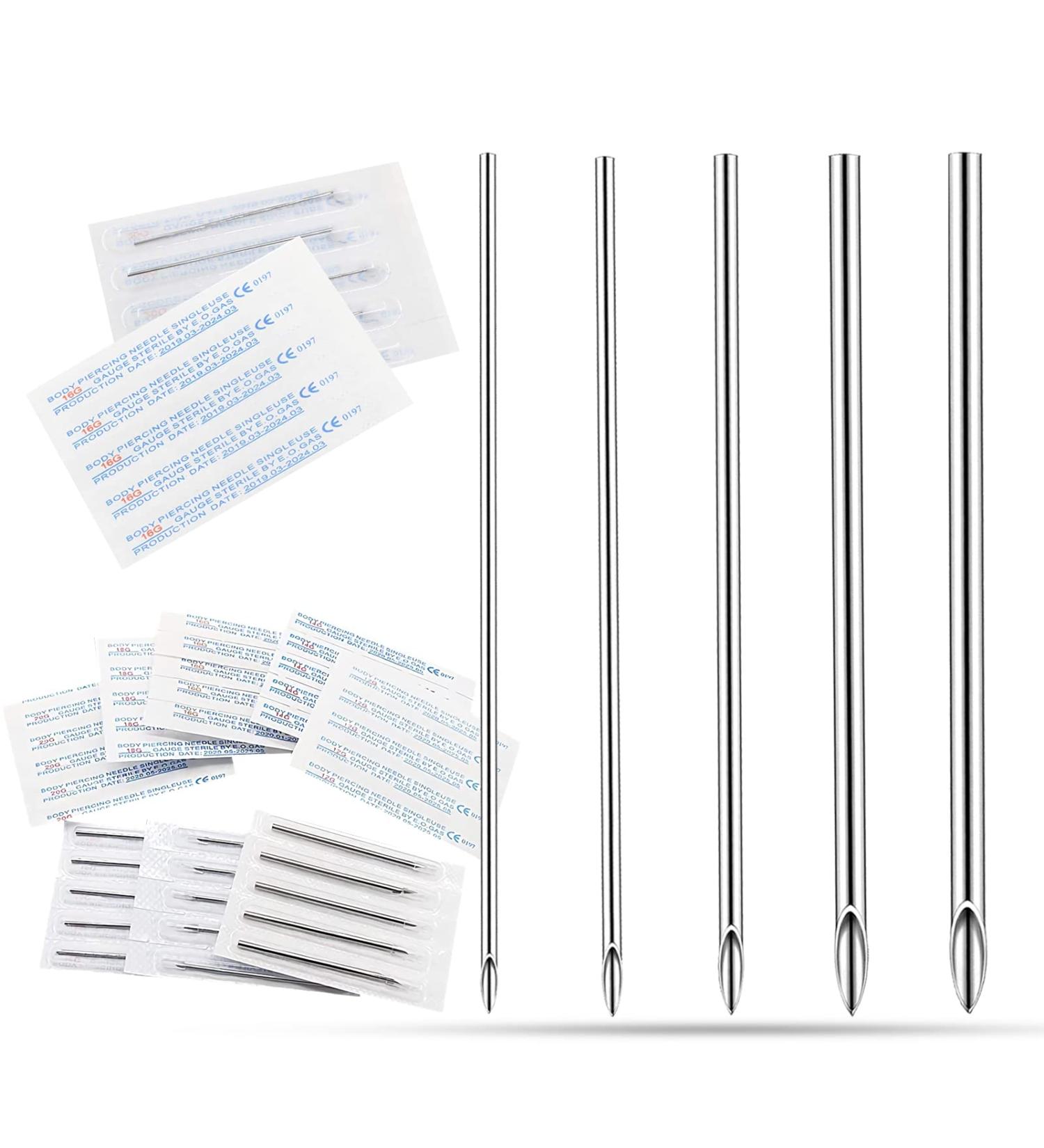 WZPB 100Pcs Mixed Sizes Body Piercing Needles - Disposable Hollow Needles for Ear, Nose, Lip, Eyebrow, Belly - Piercing Kit Supplies - Buy Online on GoSupps.com