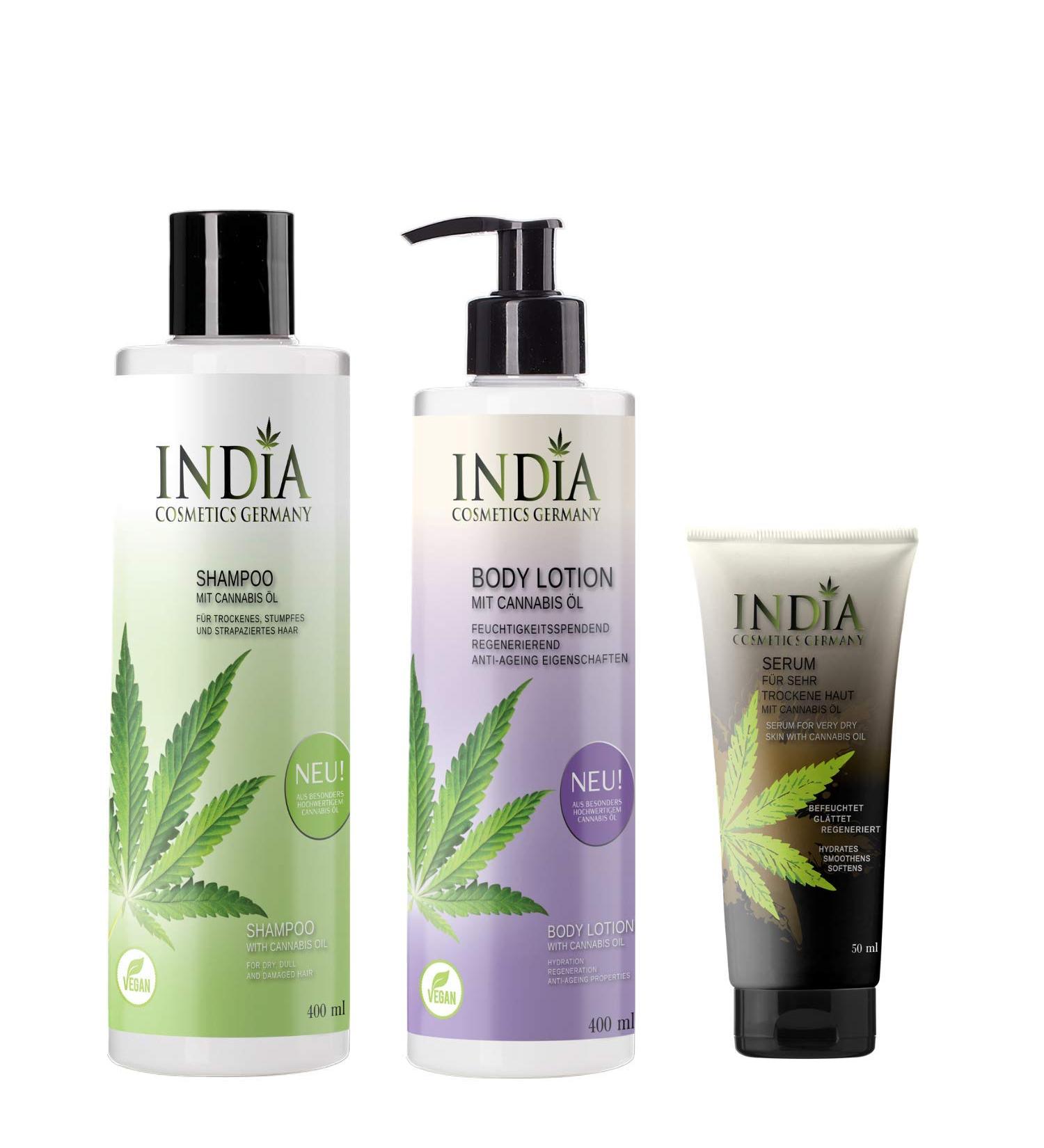 Premium Hair & Body Set with Organic Hemp Seed Oil - Paraben-Free Shampoo & Body Lotion from India Cosmetics Germany - Buy Online on GoSupps.com