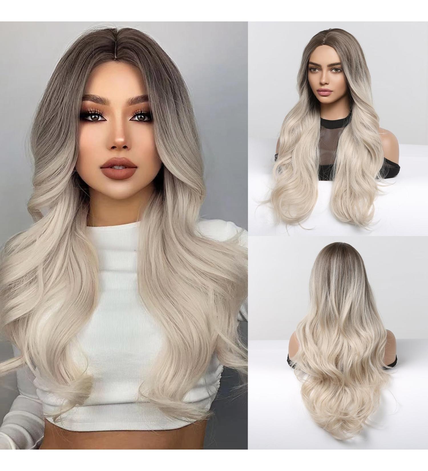 Testar 24-Inch Ombre Blonde Wig - Long Naturally Curly Wavy Hair for Everyday Halloween Party & Cosplay - Buy Online on GoSupps.com