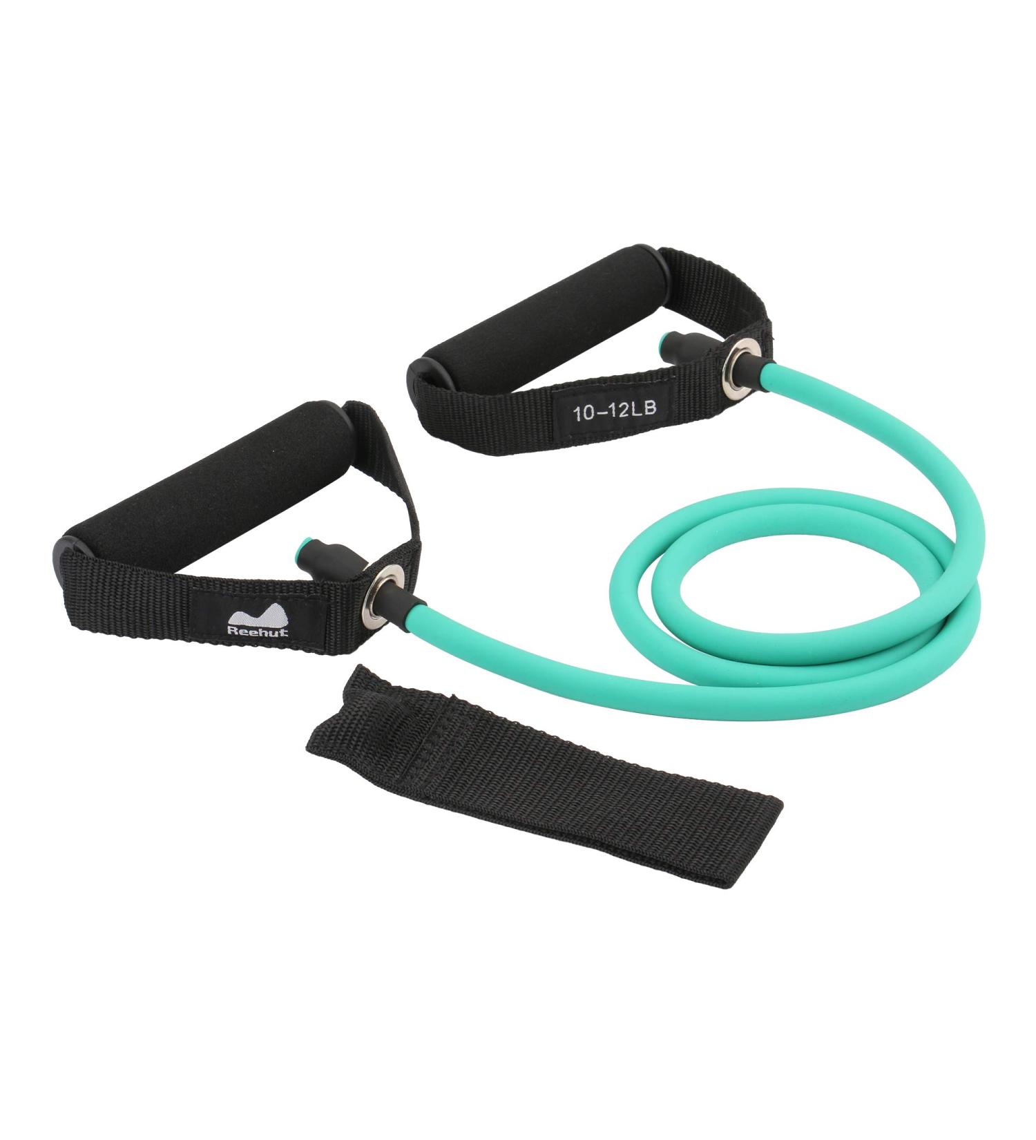 REEHUT Resistance Bands with Handles and Door Anchor - 10-12 lbs. Turquoise - For Physical Therapy, Home Workouts, Fitness, Pilates, Boxing - Strength Training Manual Included - Buy Online on GoSupps.com