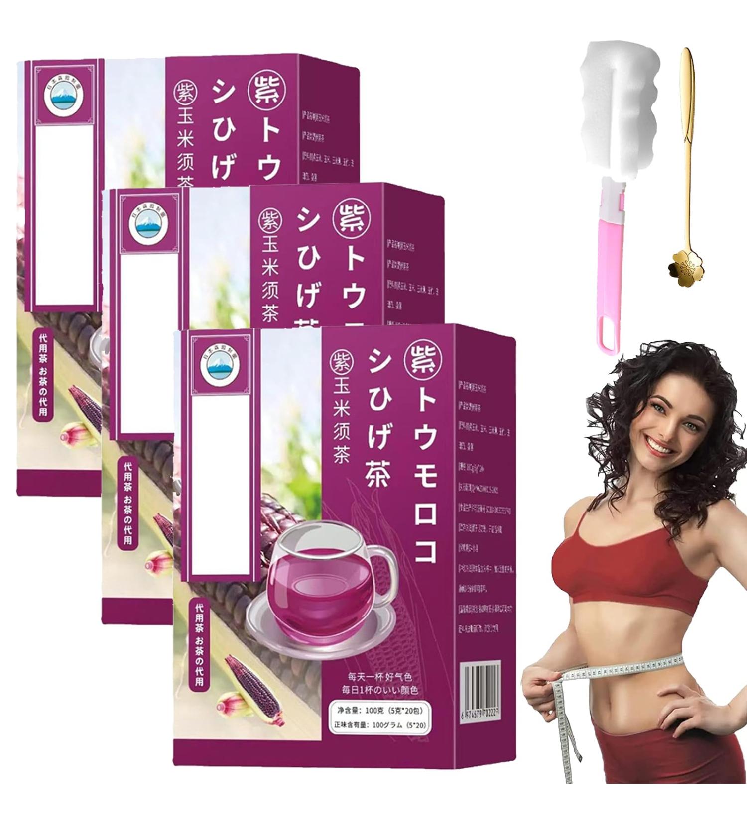 Highly Popular In Japan Detoxifying and Nourishing Purple Corn Husk Tea Purple Corn Silk Tea 100% Organic Purple Corn Husk Tea (3 Bottle) - Buy Online on GoSupps.com