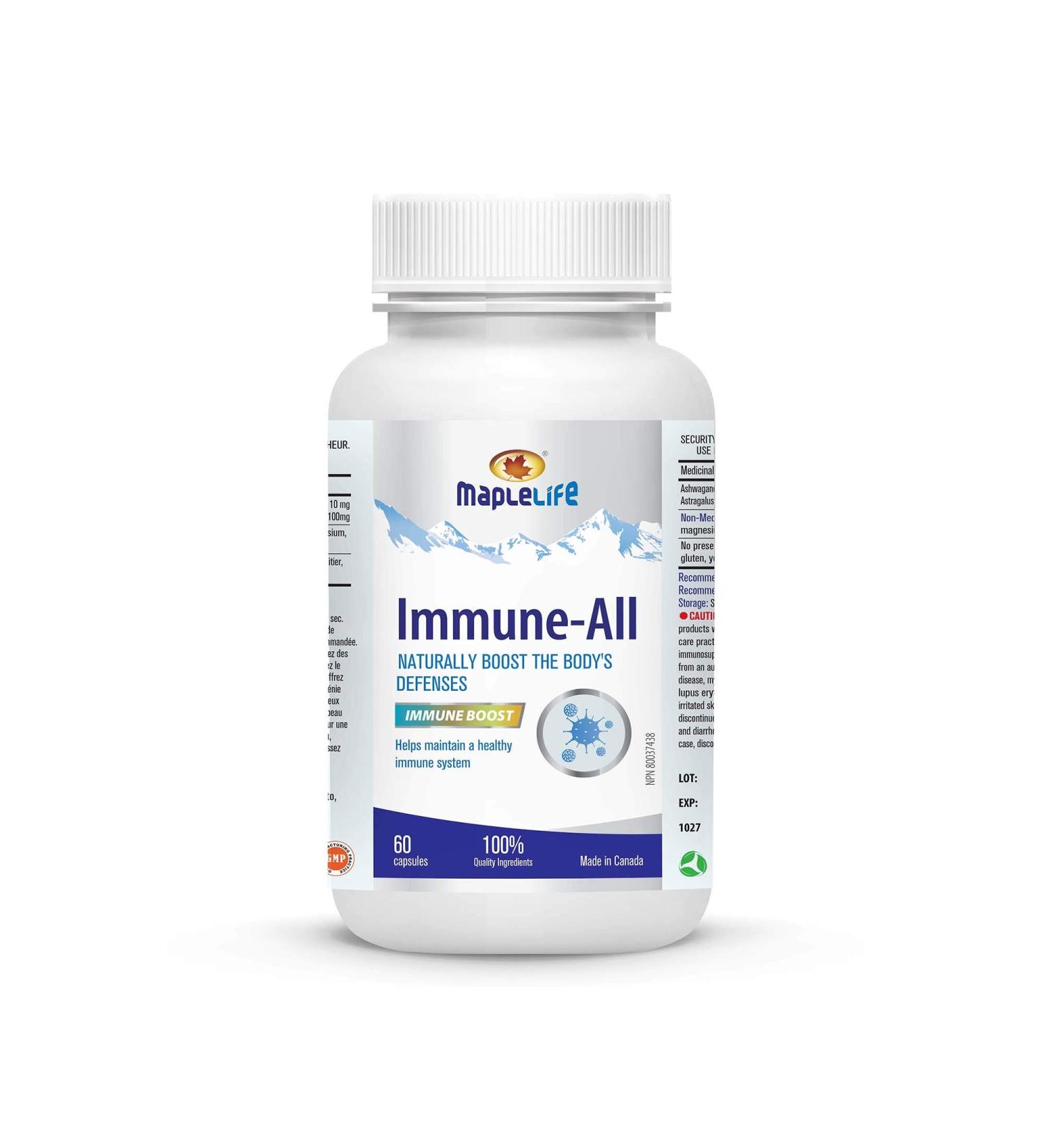 MapleLife Exclusive Formula Immune-All immune booster with Astragalus Ashwagandha Reishi Mushroom and American Ginseng - Buy Online on GoSupps.com