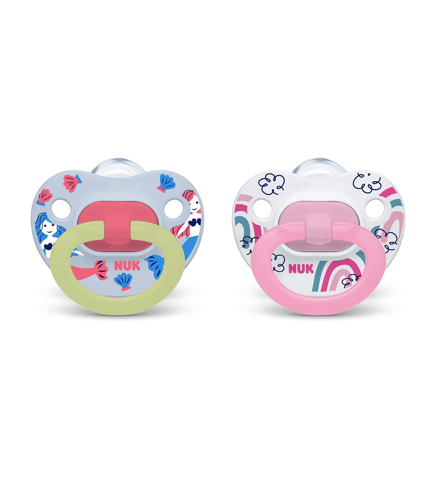 NUK Glow-in-The-Dark Orthodontic Pacifiers 6-18 Months (Pack of 2) - Colors Vary | 2 Count - Buy Online on GoSupps.com