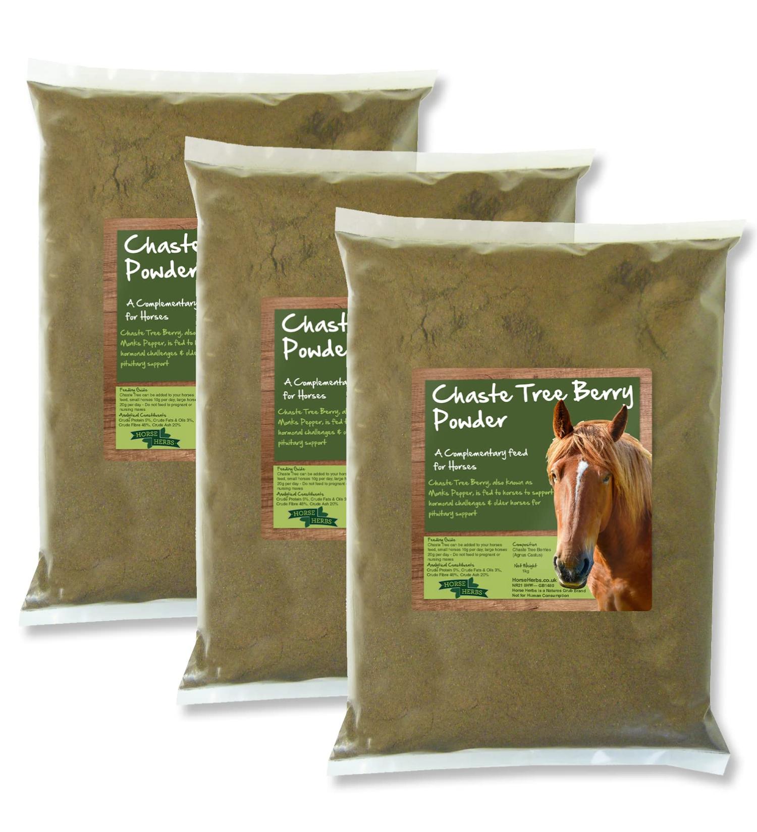 Horse Herbs Chaste Tree Berry Powder - Agnus Castus Supplement Equine Pony (3kg Bag) - Buy Online on GoSupps.com