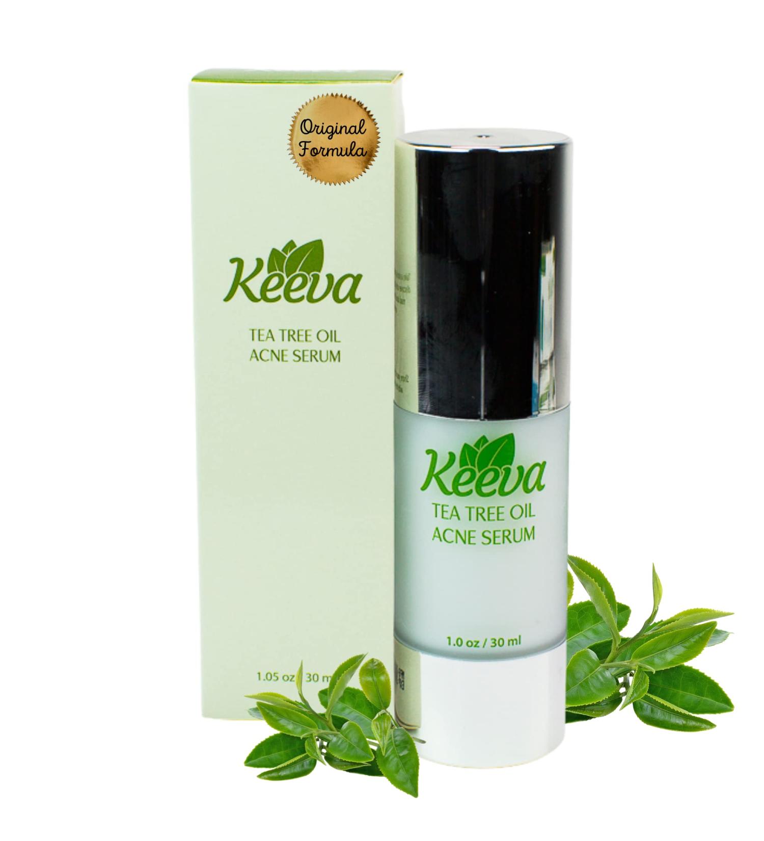Keeva Organics Tea Tree Oil Acne Serum | Treats Blemishes, Scars, Bacne & Pimples | Natural & Organic | Fastest Spot Treatment for Acne Prone Skin - Buy Online on GoSupps.com
