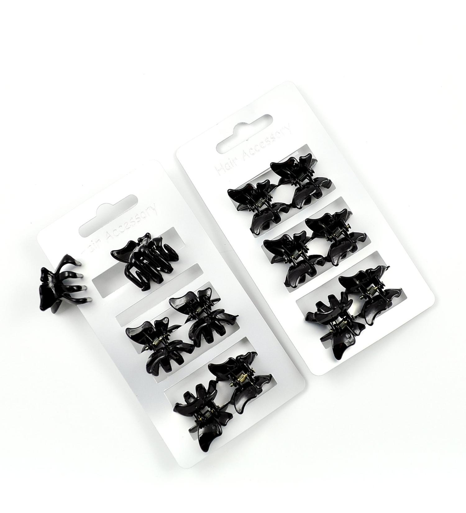 Hair clips mini butterfly black 12 pieces