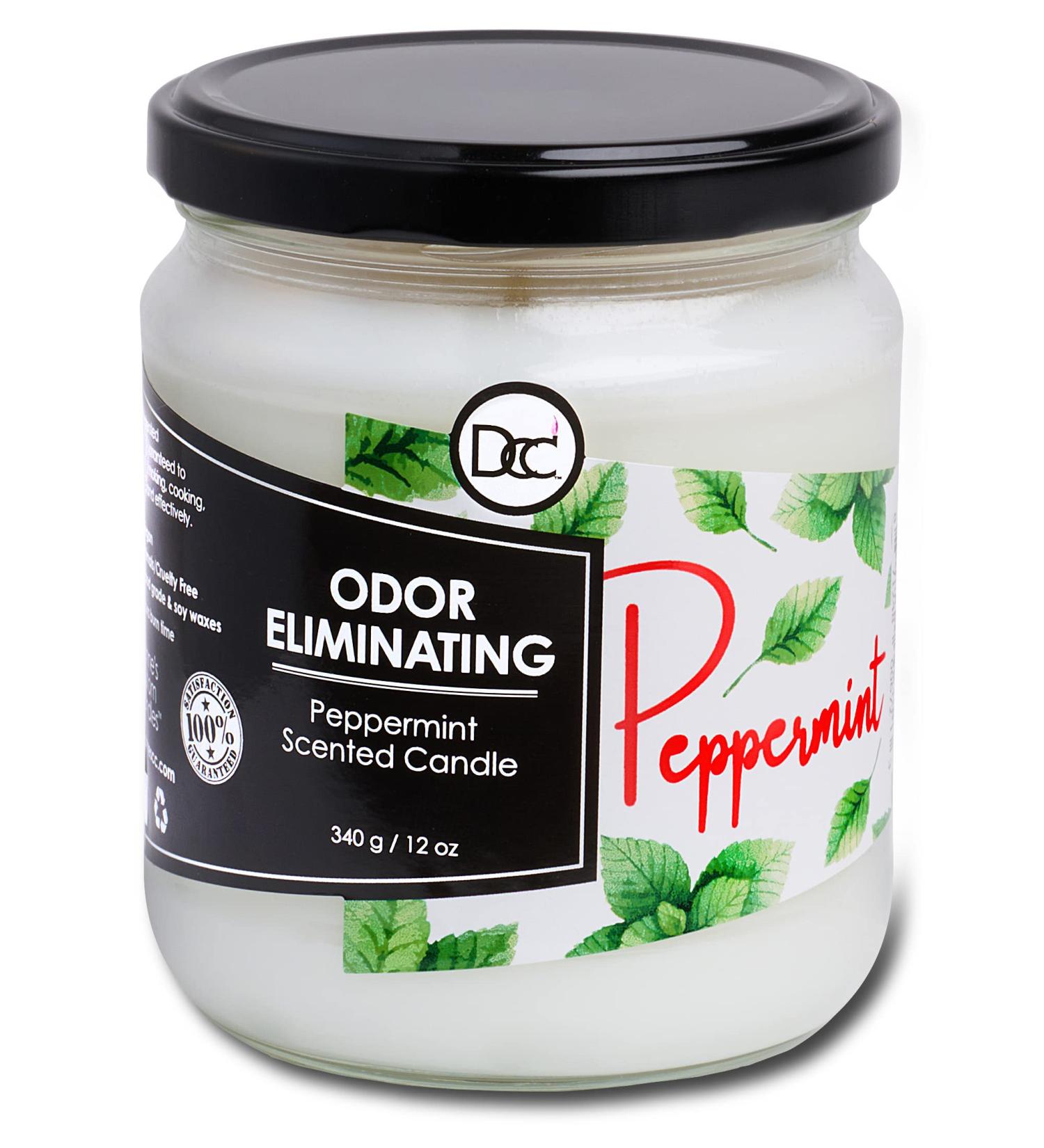 Peppermint Odor Eliminating Candle - 80 Hour Burn Time - Premium Soy Blend - 12 oz - Buy Online on GoSupps.com