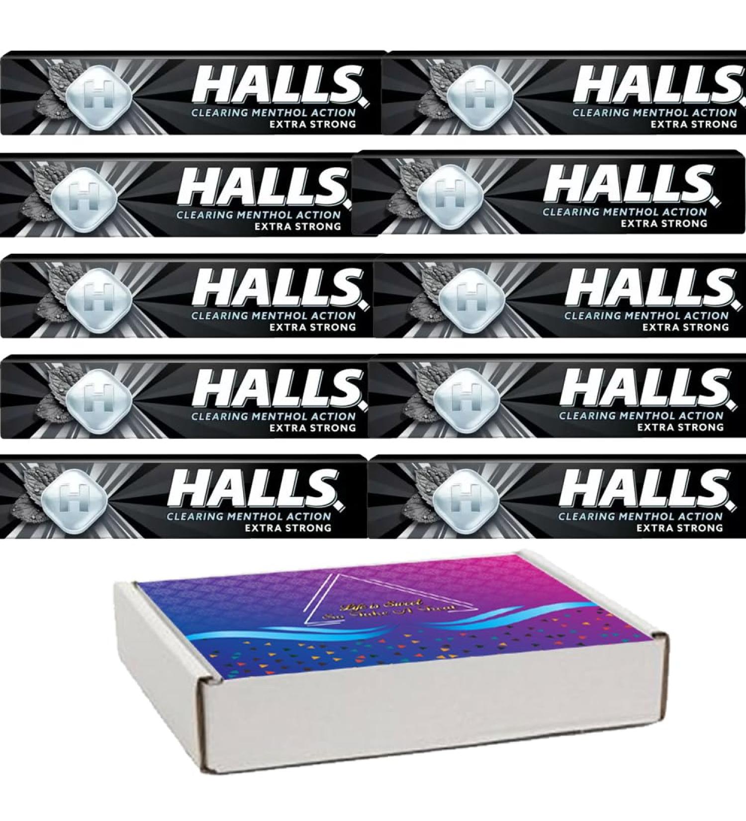 10 x Hallss Extra Strong 33.5g with VIMIX Gift Box - Extra strong original menthol flavour boiled sweets - Buy Online on GoSupps.com