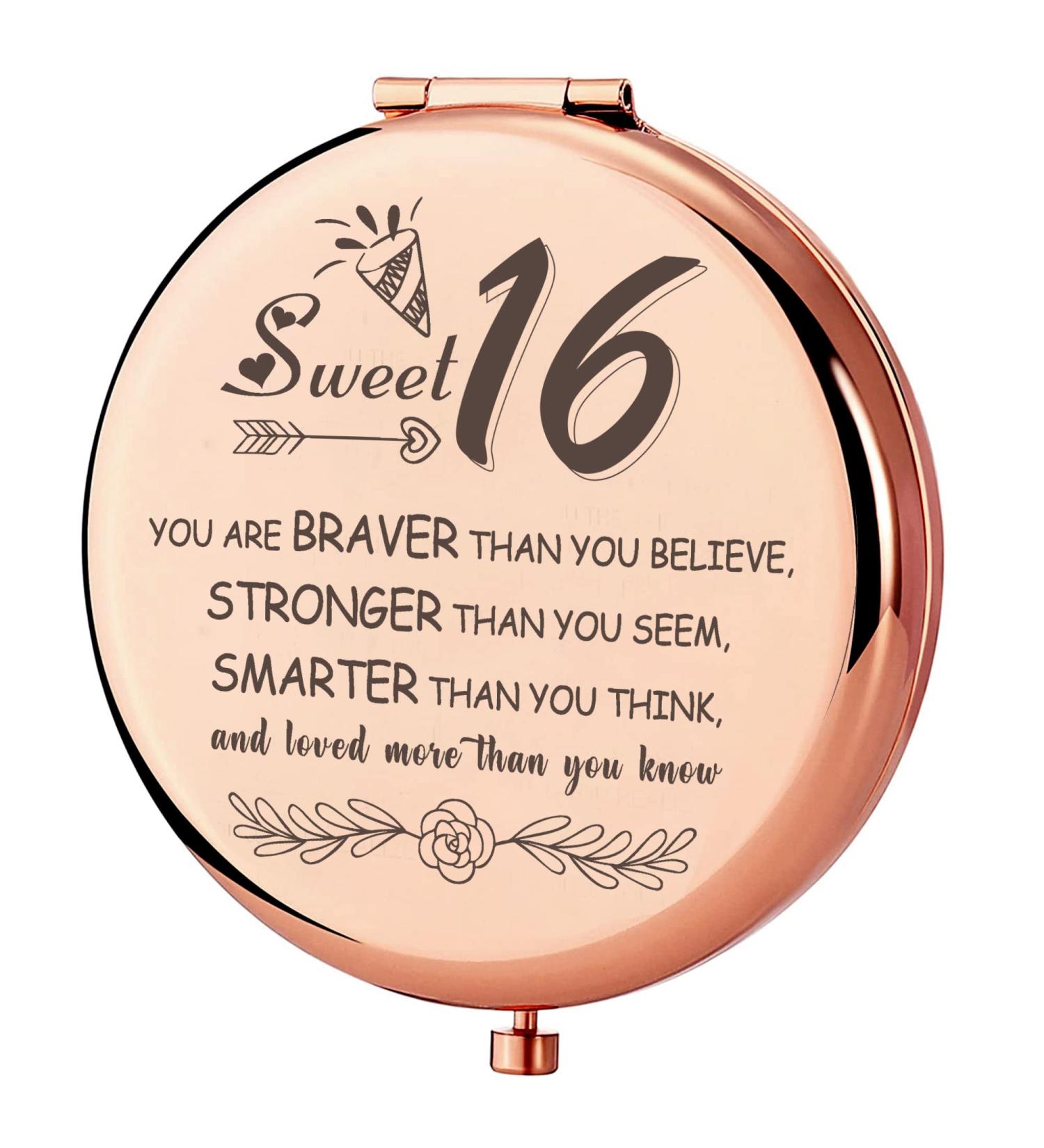 LOGMOR Sweet 16 Gifts for Girls - Travel Compact Mirror - Birthday Gift Idea for Daughter, Best Friend, Sister - Fun and Stylish Present for Her - Buy Online on GoSupps.com