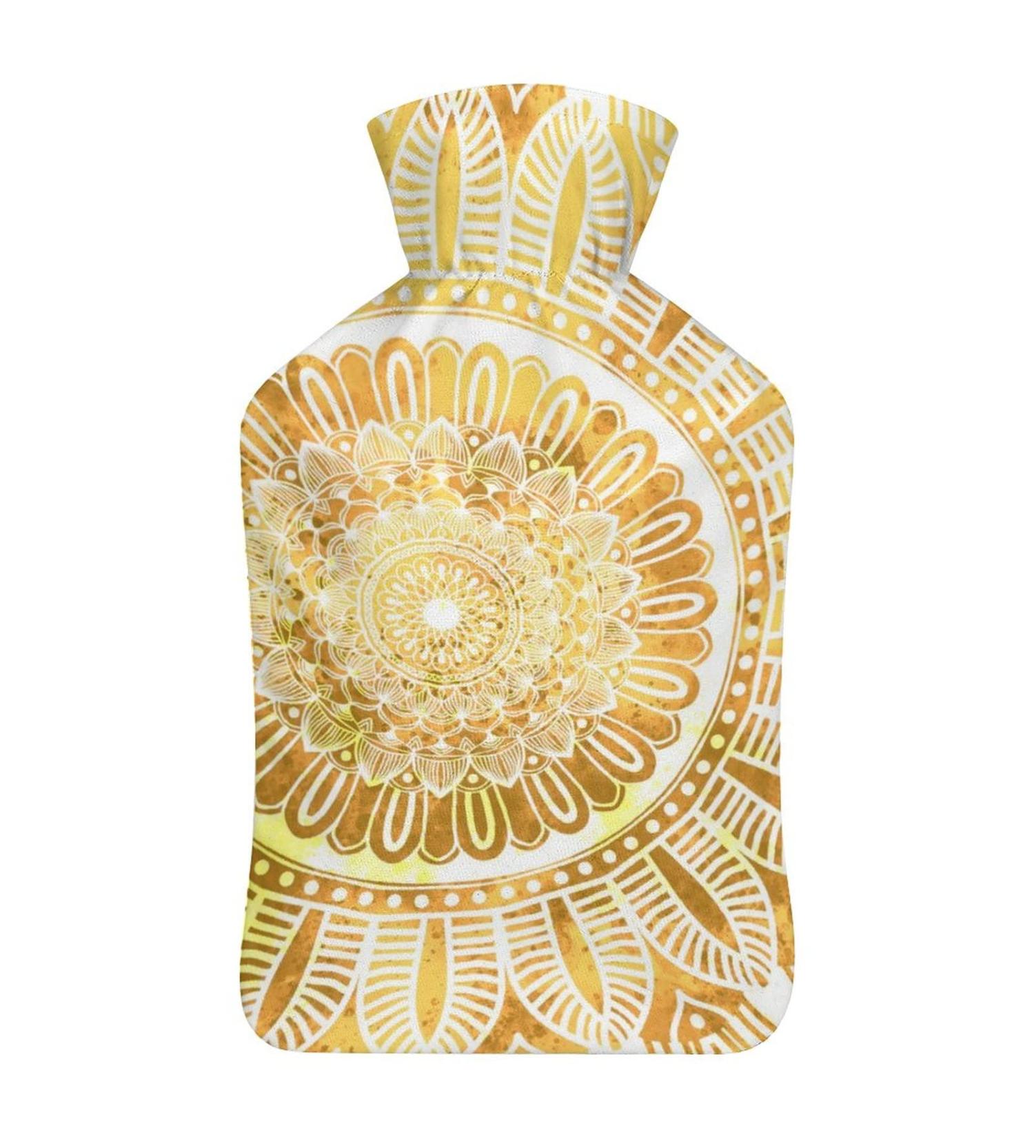 Hot Water Bottle with Lid - Mandala Floral Pattern Rubber Bag for Pain Relief Cramps & Foot Warmer | Hot & Cold Therapy - Buy Online on GoSupps.com