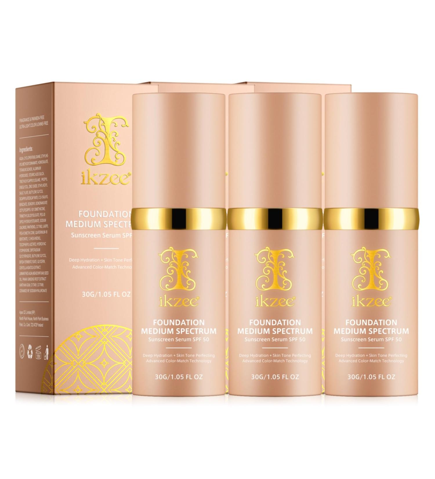 P-Beauty Lot de 3 s rums de protection solaire SPF 50 avec effet fond de teint cr me solaire tonifiante pour le visage couvrance moyenne hydratant et anti- ge avec protection UVA UVB maquillage - Buy Online on GoSupps.com