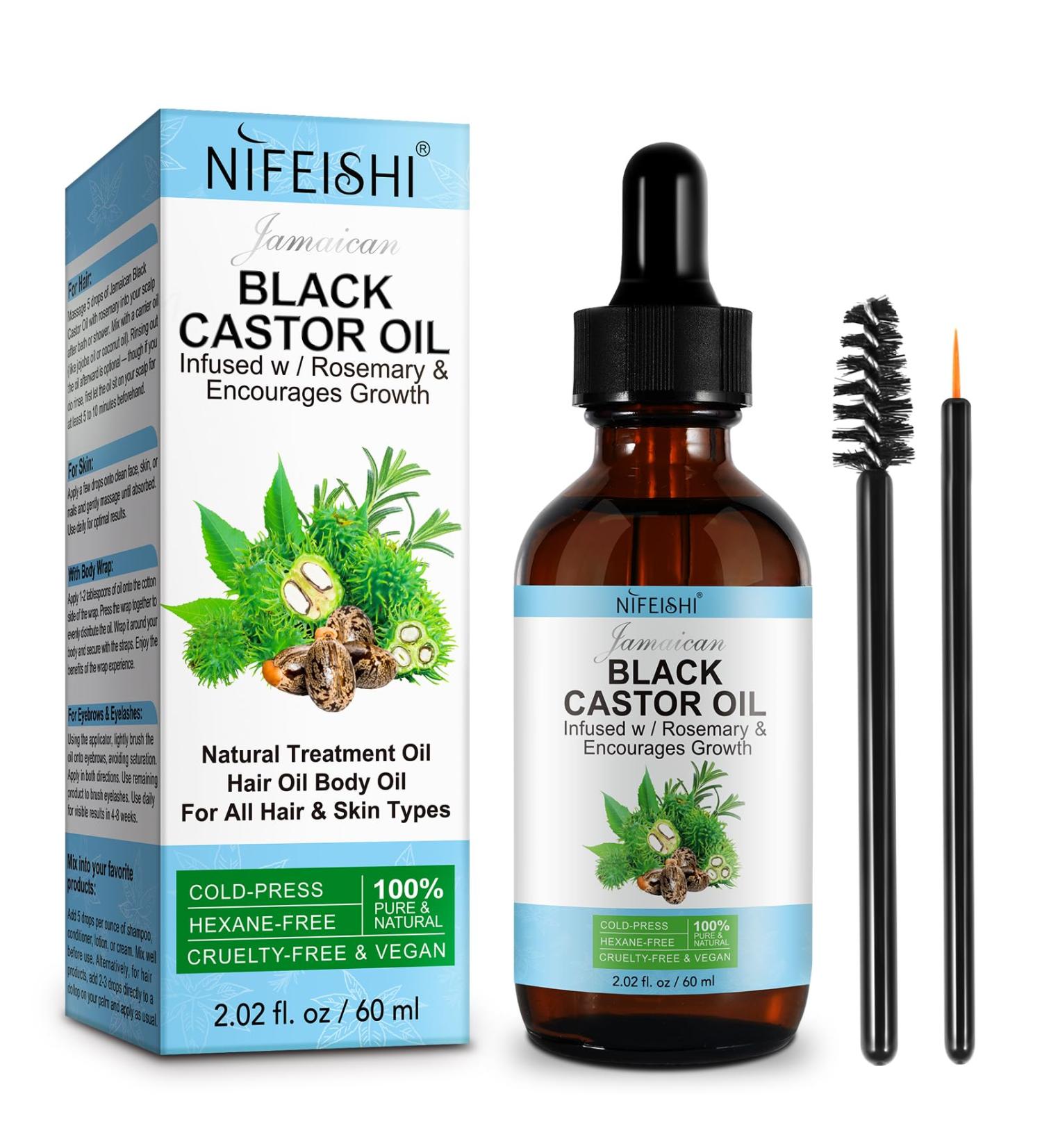 Organic Cold Pressed Castor Oil - 100% Pure & Hexane Free | Hair Growth Eyelashes & Nails Care | Moisturizer in 60ml Glass Bottle - Buy Online on GoSupps.com