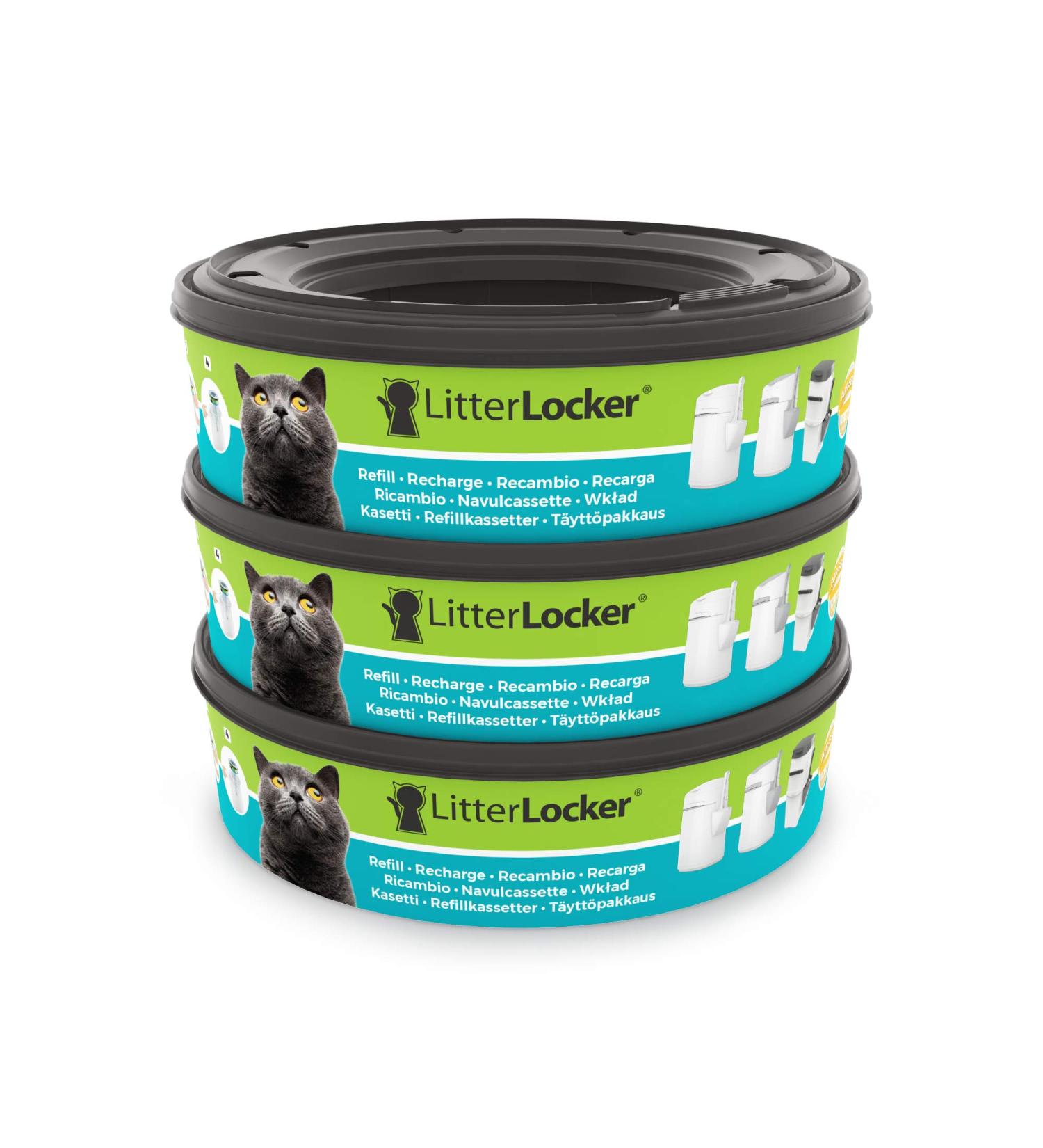 Litter Locker - Pack of 3 Round Plastic Film Refills for Cats - Green - 17cm x 17cm x 15cm. - Buy Online on GoSupps.com