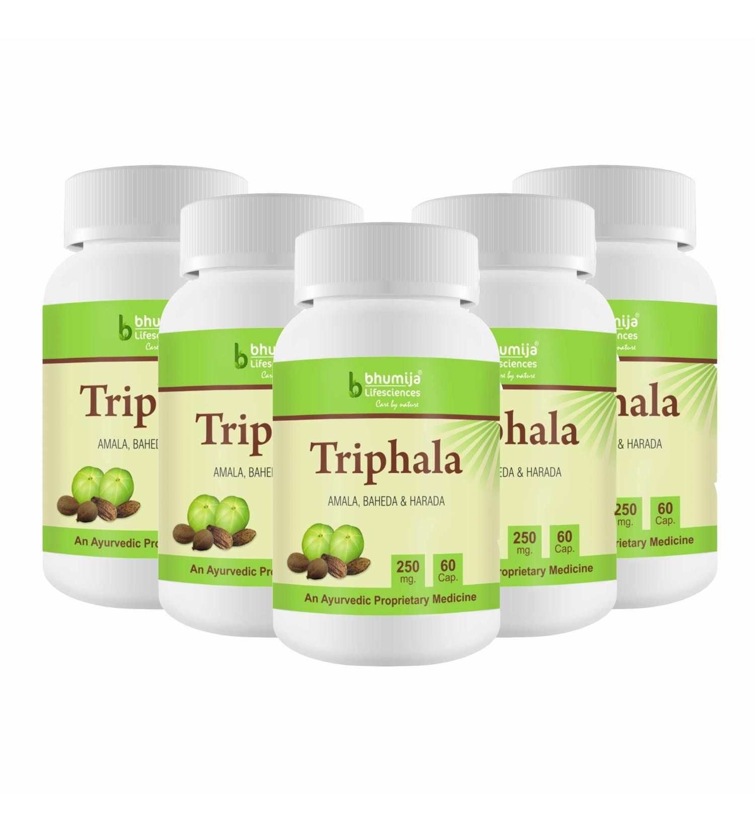 Bhumija Lifesciences Triphala Capsules 60's - (Pack of Five) - Buy Online on GoSupps.com