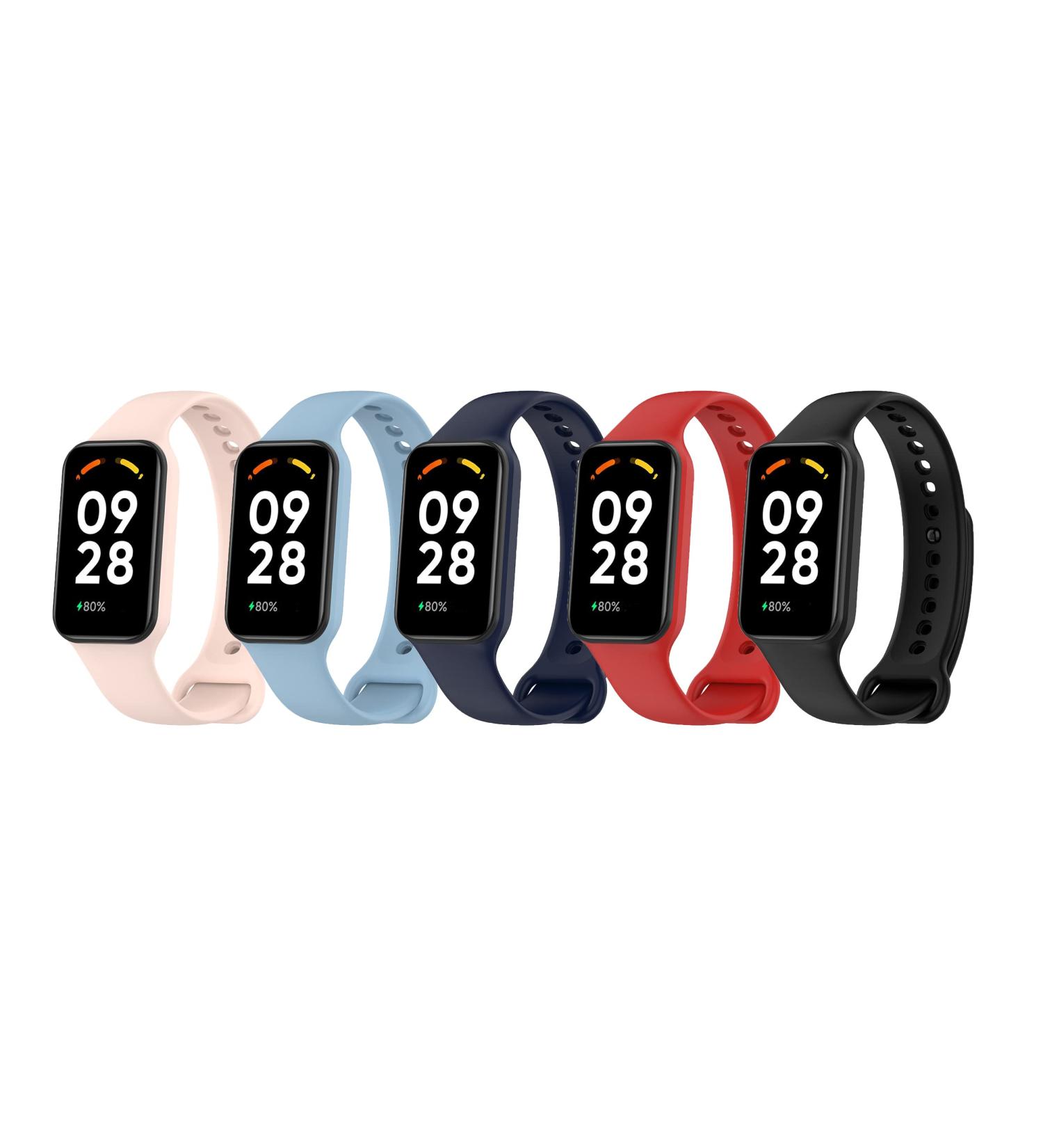 Lemspum Sport Silicone Wrist Bands Compatible with Xiaomi Redmi Band 2 Replacement Accessories Strap Waterproof One Size 5.5"-8.7" Black/Navy/Red/Blue/Pink/Cream - Buy Online on GoSupps.com