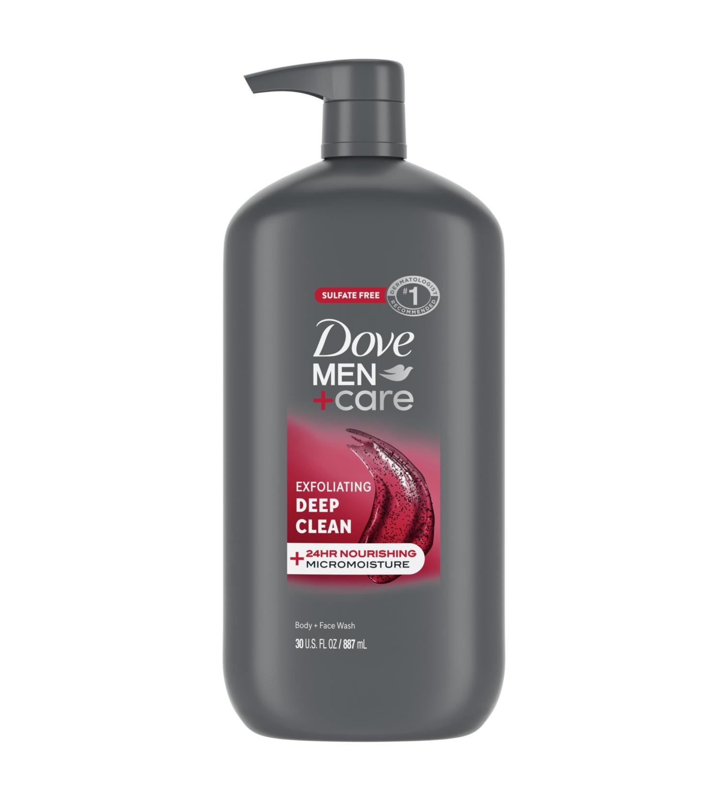 DOVE MEN + CARE Body and Face Wash Exfoliating Deep Clean for Men with 24-Hour Nourishing Micromoisture Technology Body Wash 30 oz - Buy Online on GoSupps.com