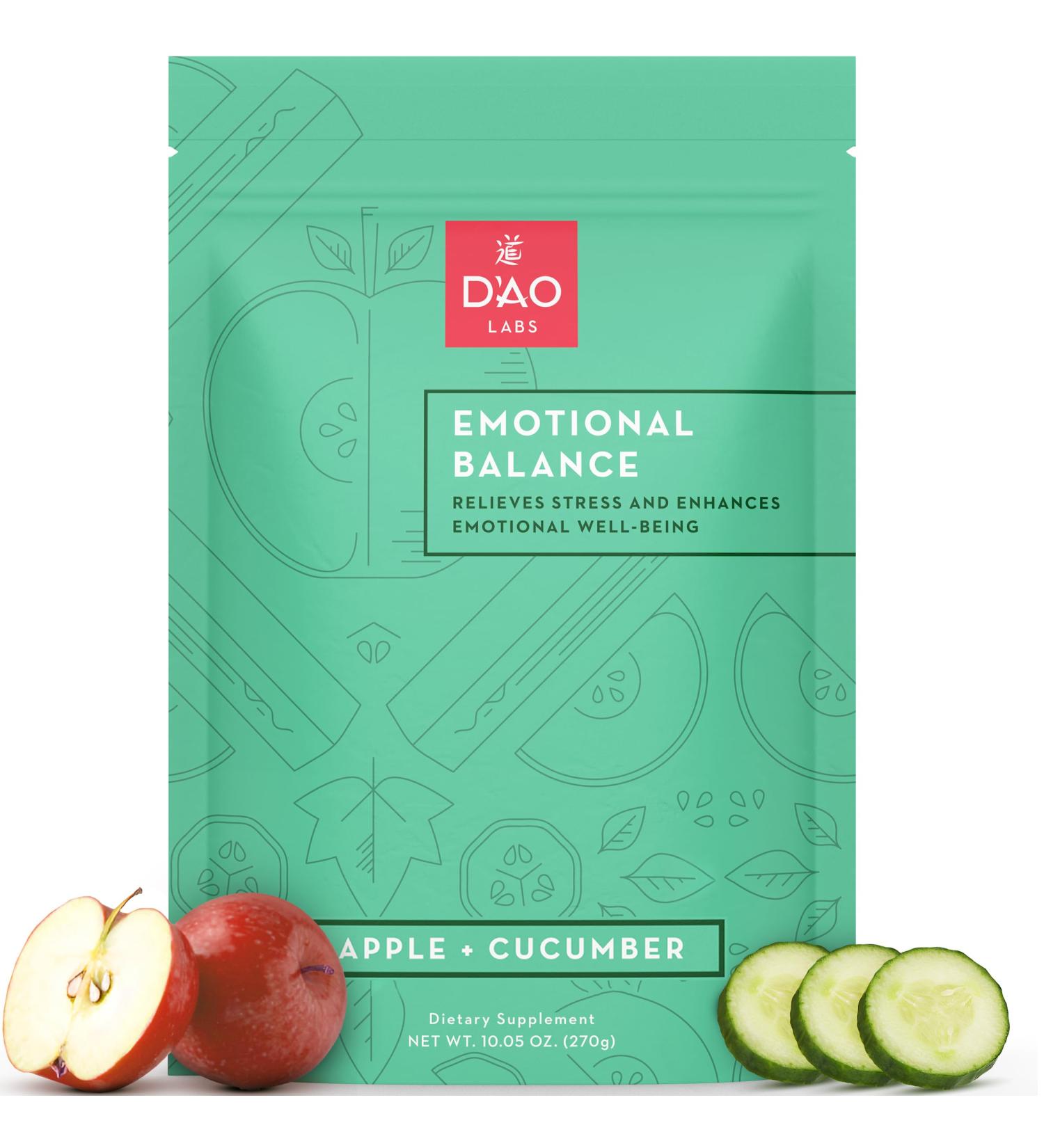 D'AO Labs Emotional Balance - Emotional Balance Powder - Calm & Stress Relief - Effervescent Powder with Apple-Cucumber Flavor - Xiao Yao San Traditional Chinese Herbal - 30 Individual Servings - Buy Online on GoSupps.com
