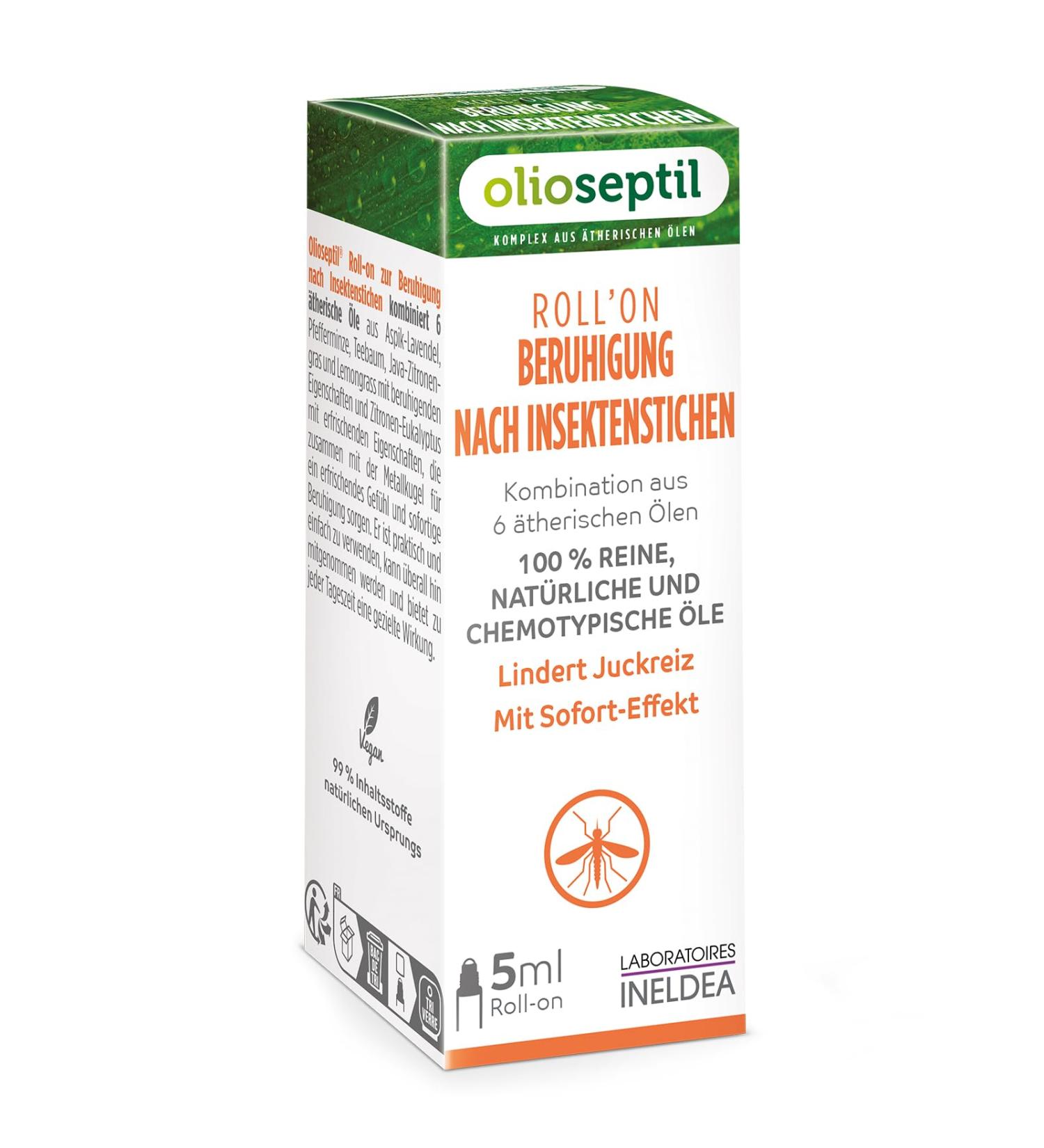Olioseptil - Roll'on calming after insect bites - combination of 6 essential 100% pure natural and chemotypical oils - relieves itching - with immediate effect - Roll'on 5ml 5m ml (1 Pack)