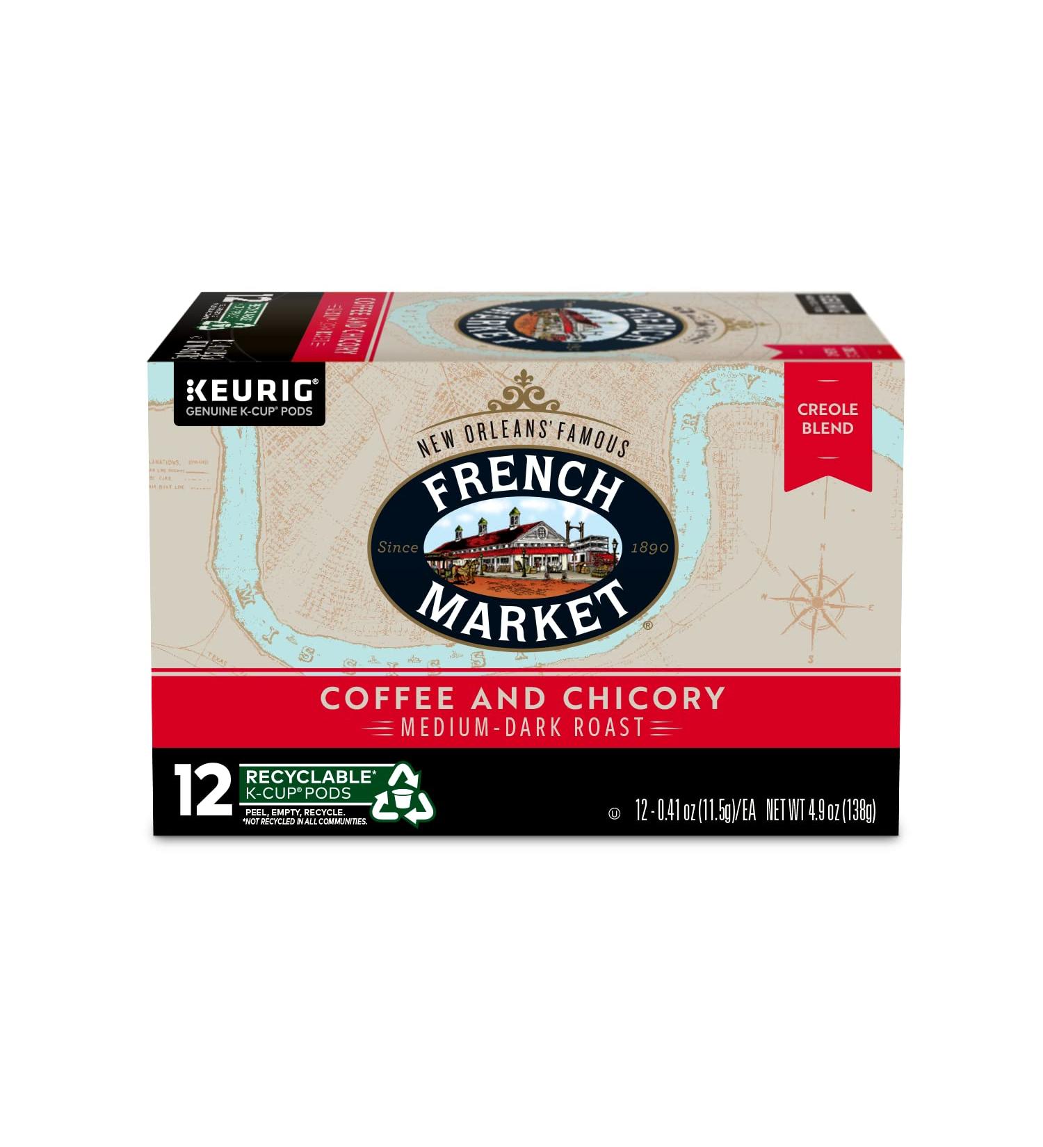 French Market Medium Dark Roast & Chicory Single Serve Cups Coffee 12ct (x6) Creole Blend - 72ct Total - Buy Online on GoSupps.com