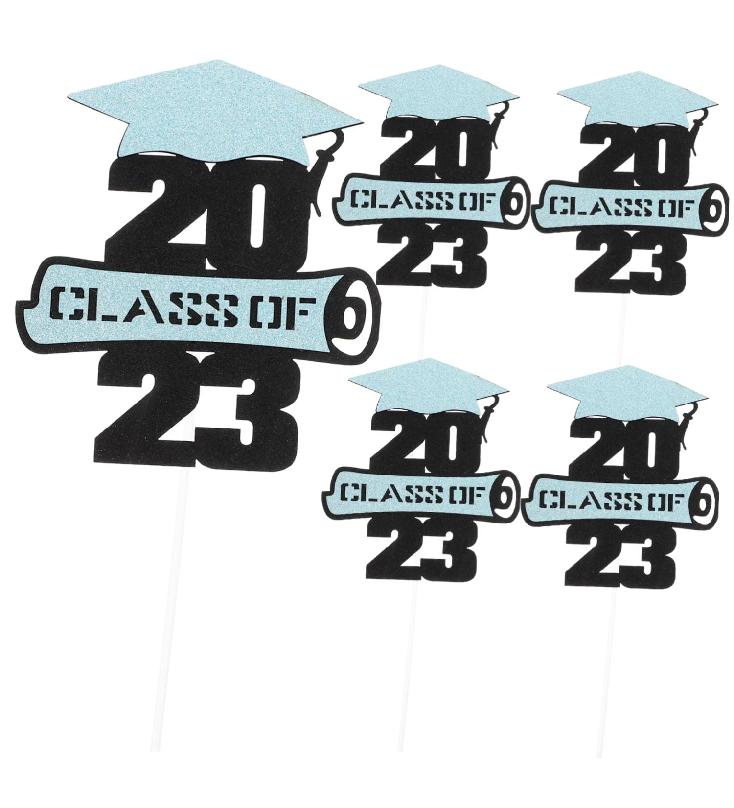 RUNROTOO 5pcs 2023 Graduation Visa Insertion Graduation Cap Topper College Graduation Decorations Graduation Decorations Class of 2023 Cupcake Toppers Graduation Gold Paper Cup Insert Card Blue 13x11.5cm - Buy Online on GoSupps.com