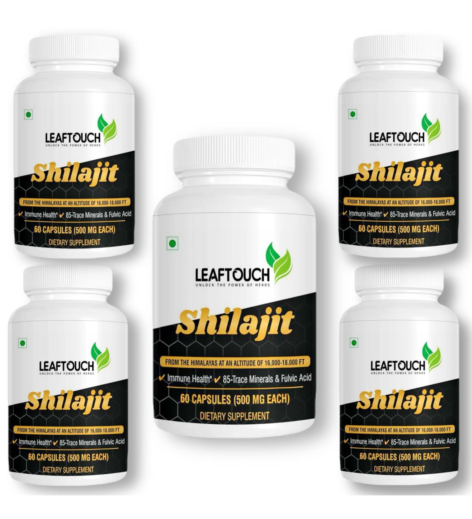 LEAFTOUCH Shilajit Supplement 60 Capsules- Pack of 5 (500 MG Each) 60 Count (Pack of 5) - Buy Online on GoSupps.com