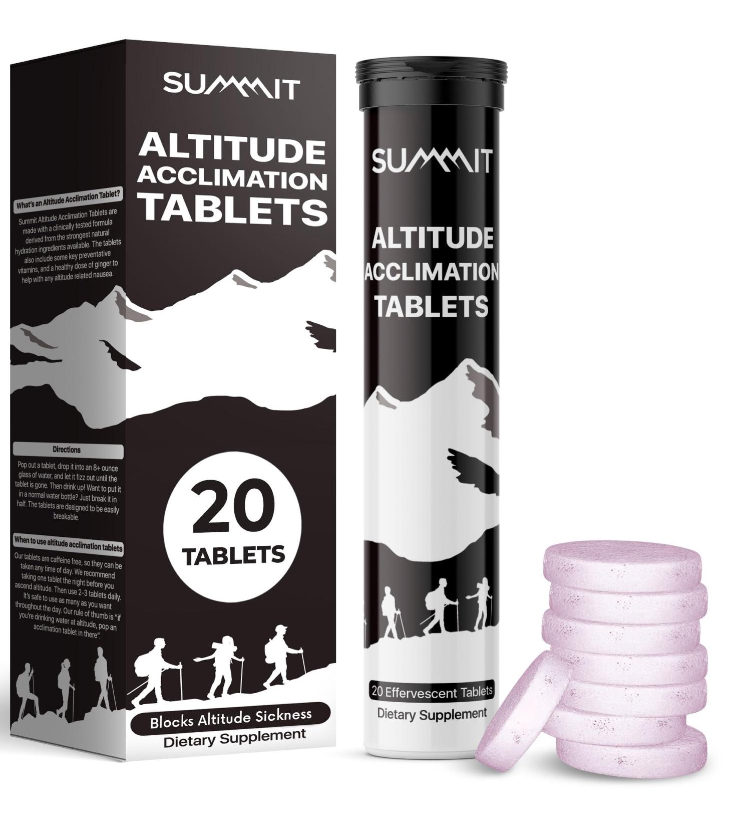 SUMMIT Altitude Sickness Acclimation Tablets - 20 Tablets for Rapid Recovery & Hydration | Prevent Altitude Sickness Worldwide - Buy Online on GoSupps.com