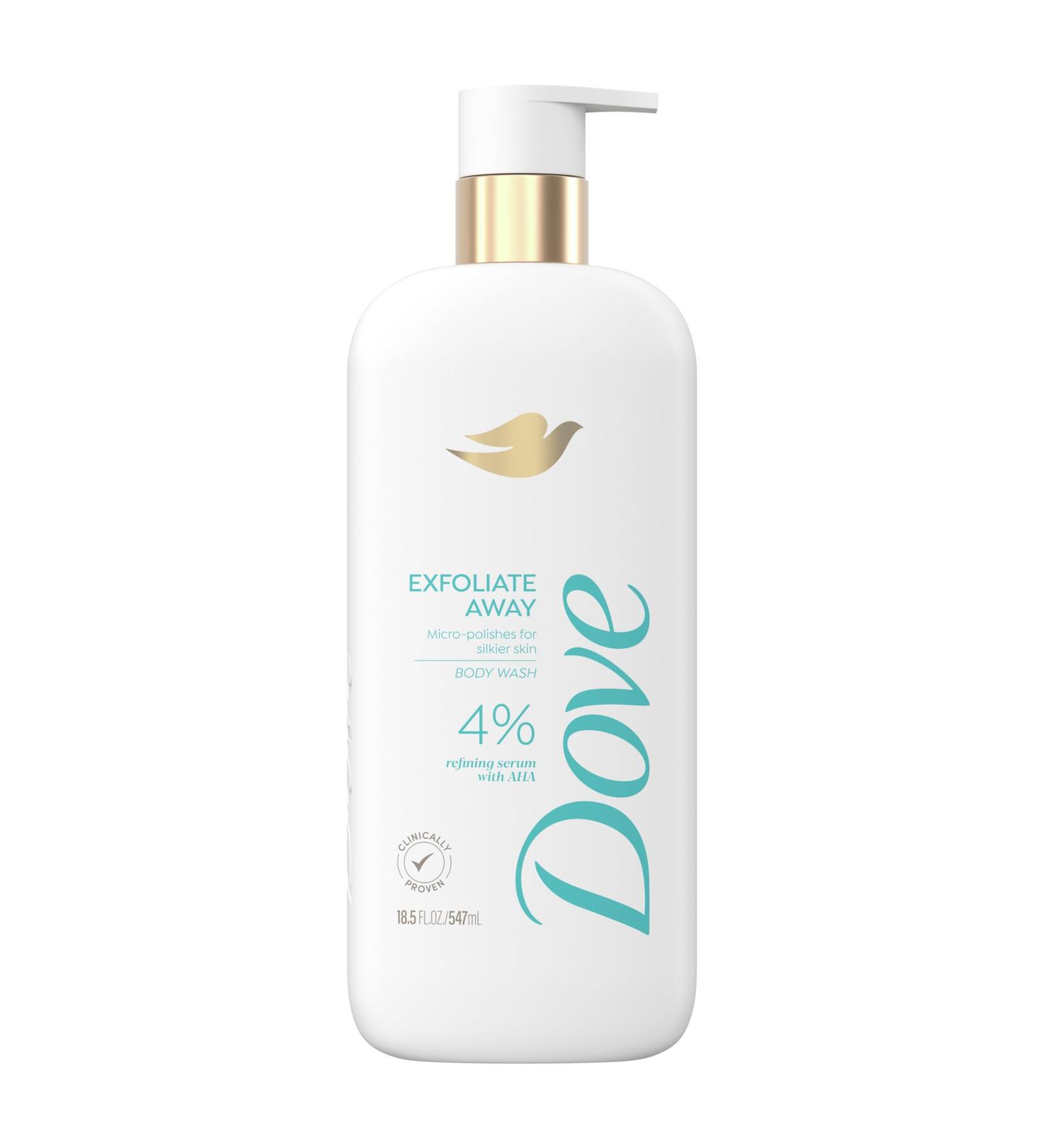 Dove Body Wash Exfoliate Away | AHA 4% Refining Serum for Silkier Skin | 18.5 oz - International Shipping Available - Buy Online on GoSupps.com