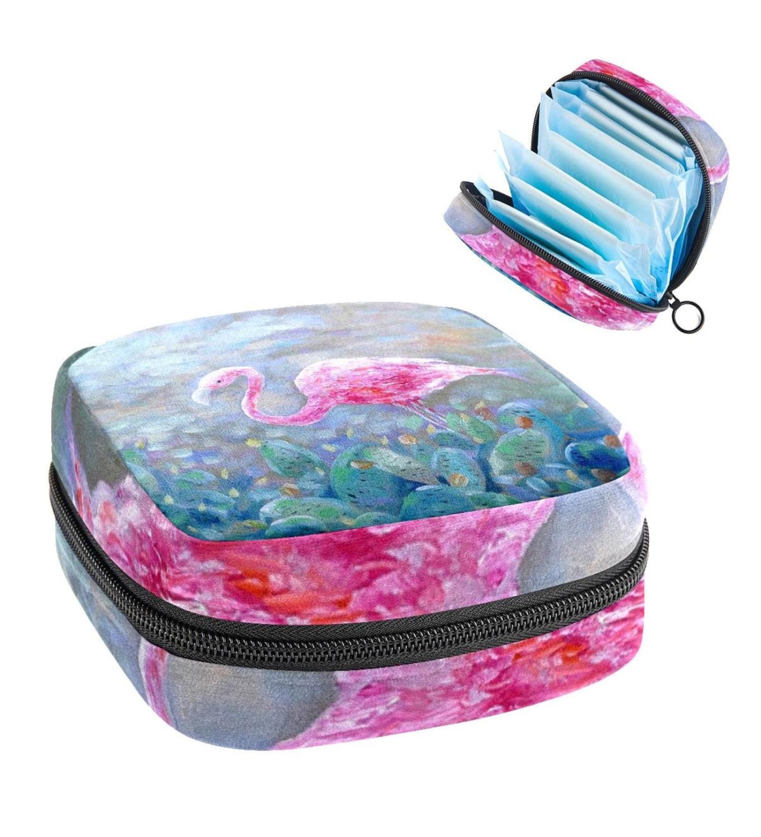 GIAPB Period Bag | Sanitary Napkin Storage Pouch | Travel Makeup Bag | Animal Flamingo Art Color788 - Buy Online on GoSupps.com