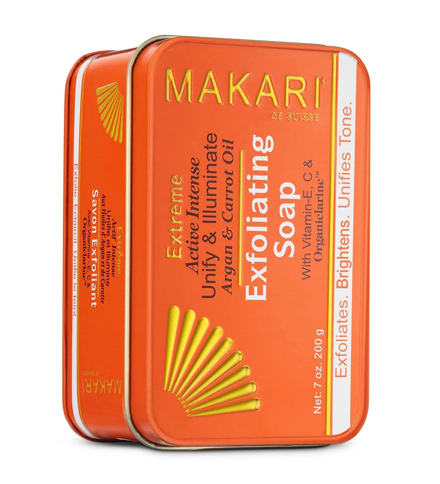 MAKARI Extreme Active Intense Argan & Carrot Oil Exfoliating Soap 7oz | Brightening Bar with Apricot Seed Extract, Vitamins C & E | Reveals Natural Radiance - Buy Online on GoSupps.com