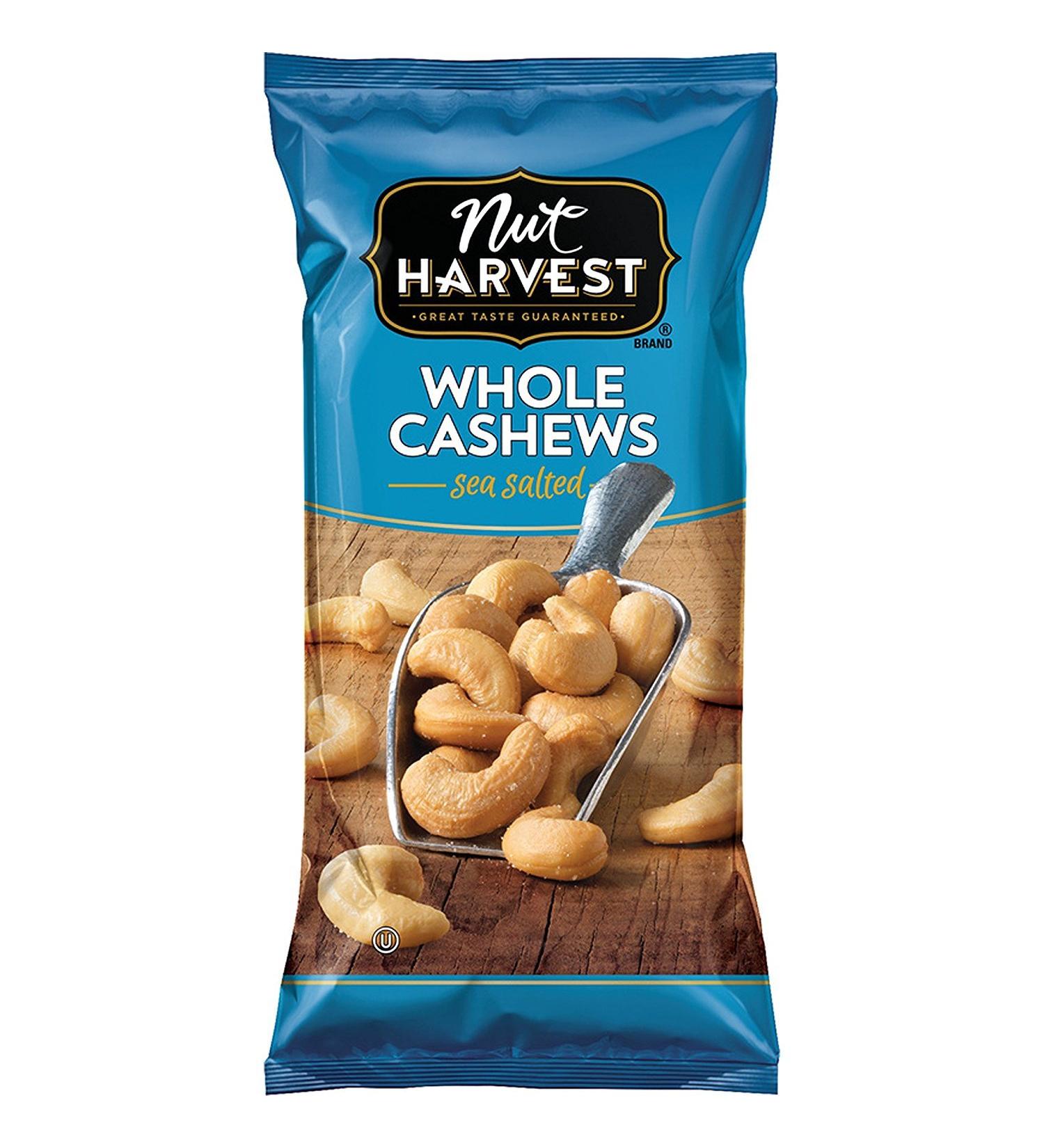 Nut Harvest Sea Salted Whole Cashews 2.25 Oz - Pack of 16 | Premium Snacks - Buy Online on GoSupps.com