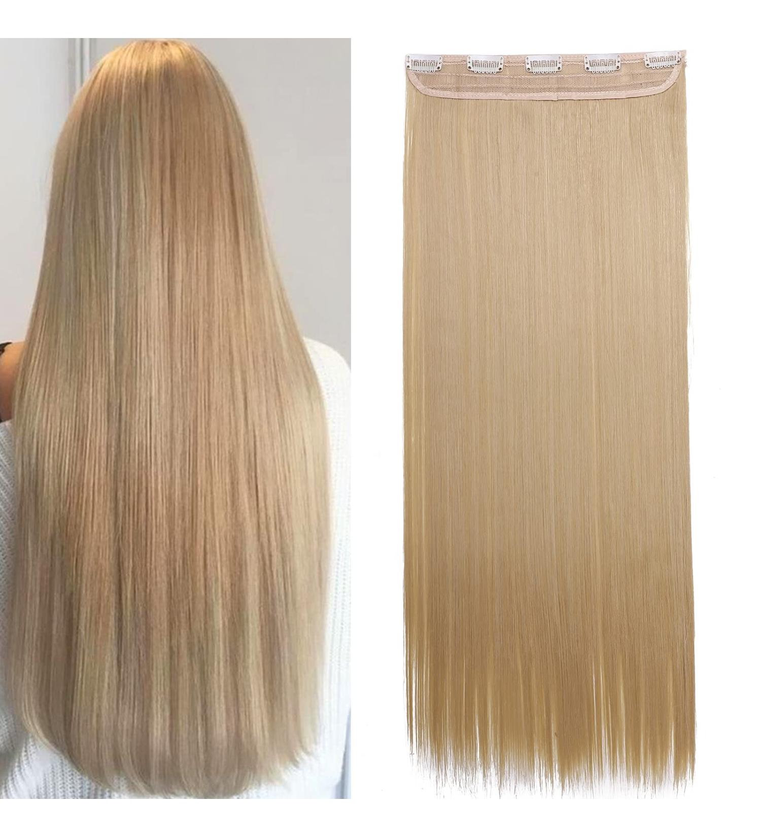 S-noilite 26 Half Full Head One Piece Clip in Hair Extensions - Long Straight Golden Mix Bleach Blonde - 26 Inch - Buy Online on GoSupps.com