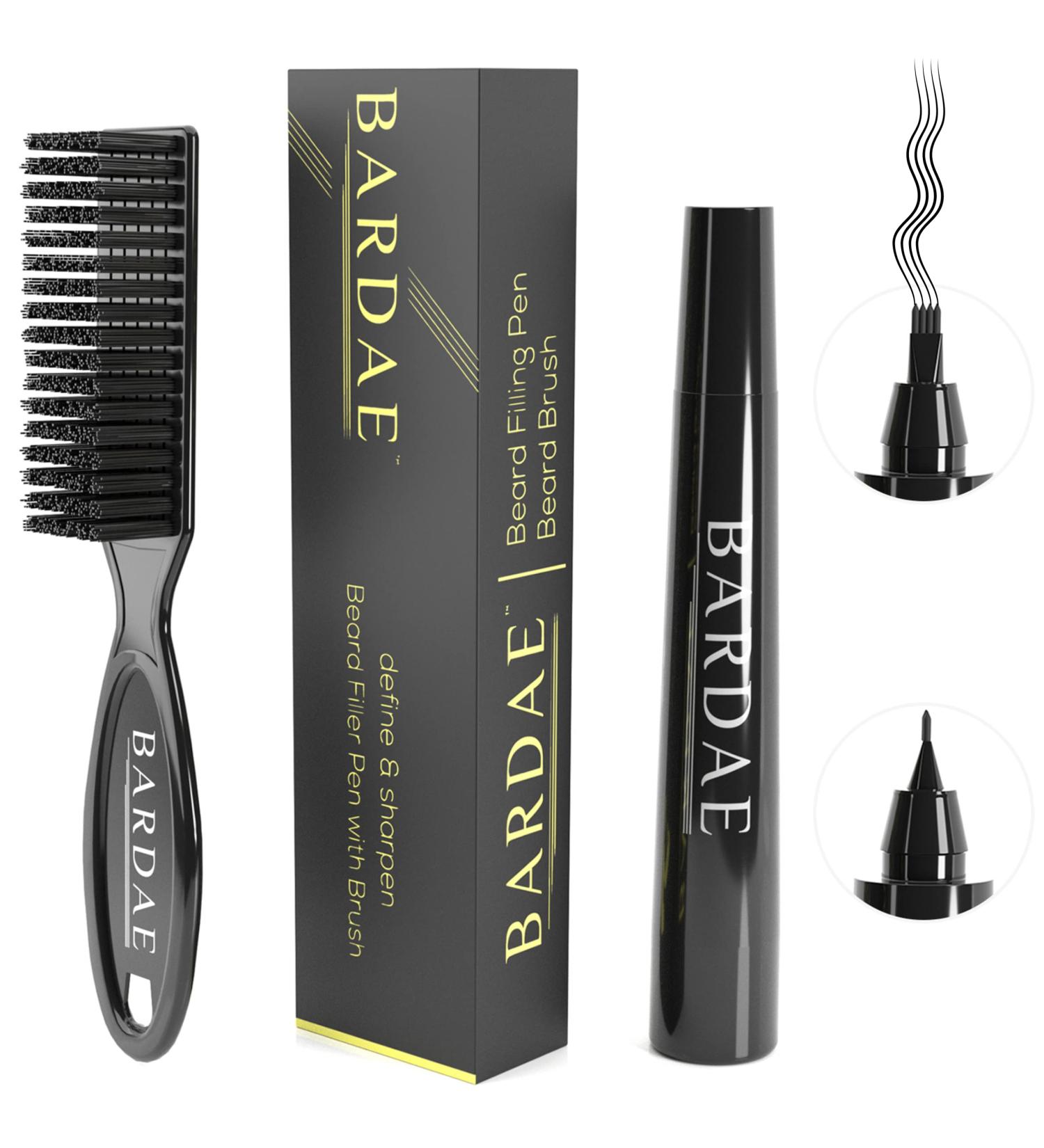 BARDAE Beard Pencil Filler for Men - Long Lasting Water and Sweat Proof Beard Pen - Instant Natural Look - 4 Tip Applicator Design - Black - Buy Online on GoSupps.com
