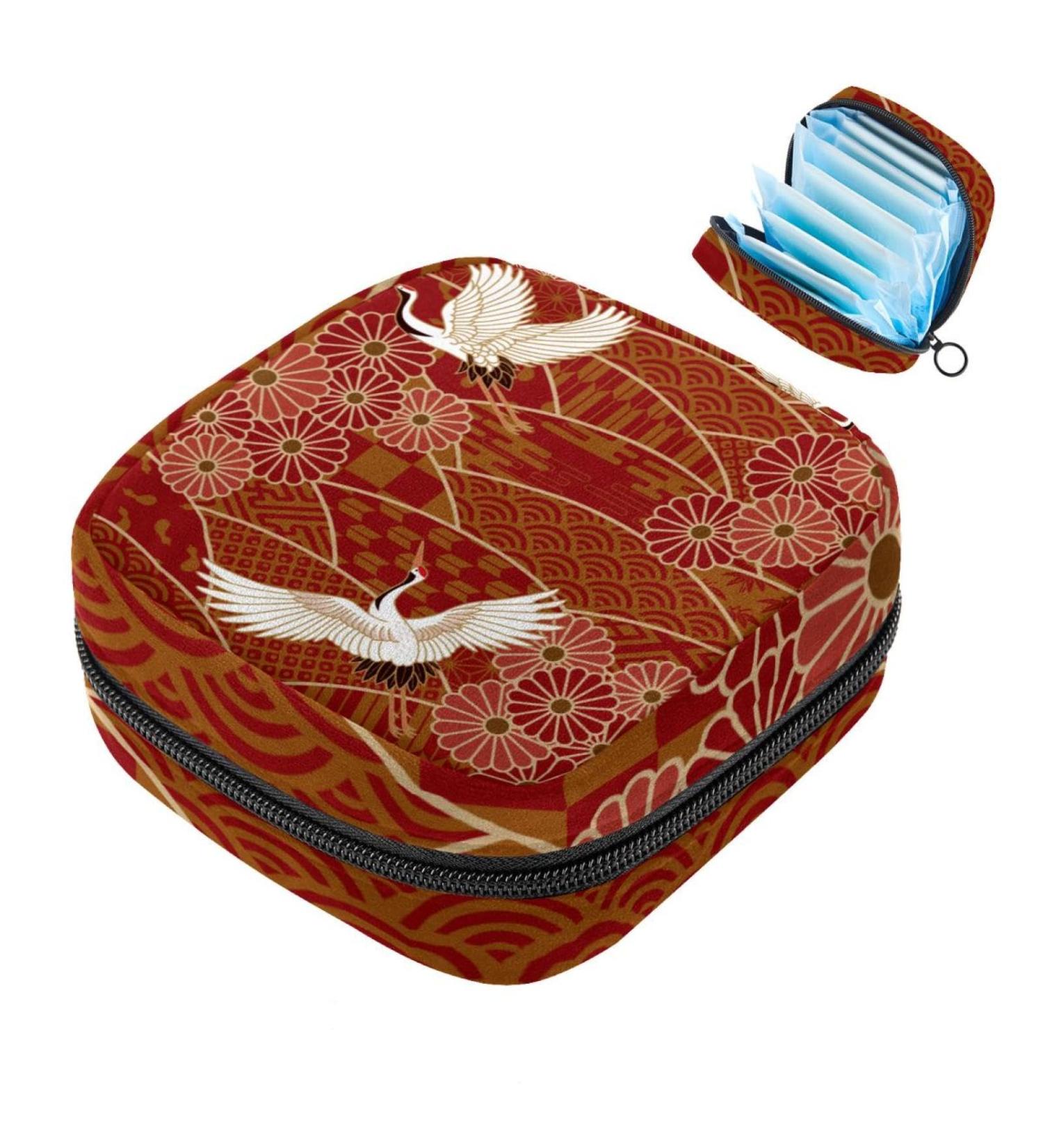 Shop Japanese Red Cranes Chrysanthemum Periodic Inserts & Menstrual Cup Pocket - Multicolored Bags for Women & Girls - Buy Online on GoSupps.com