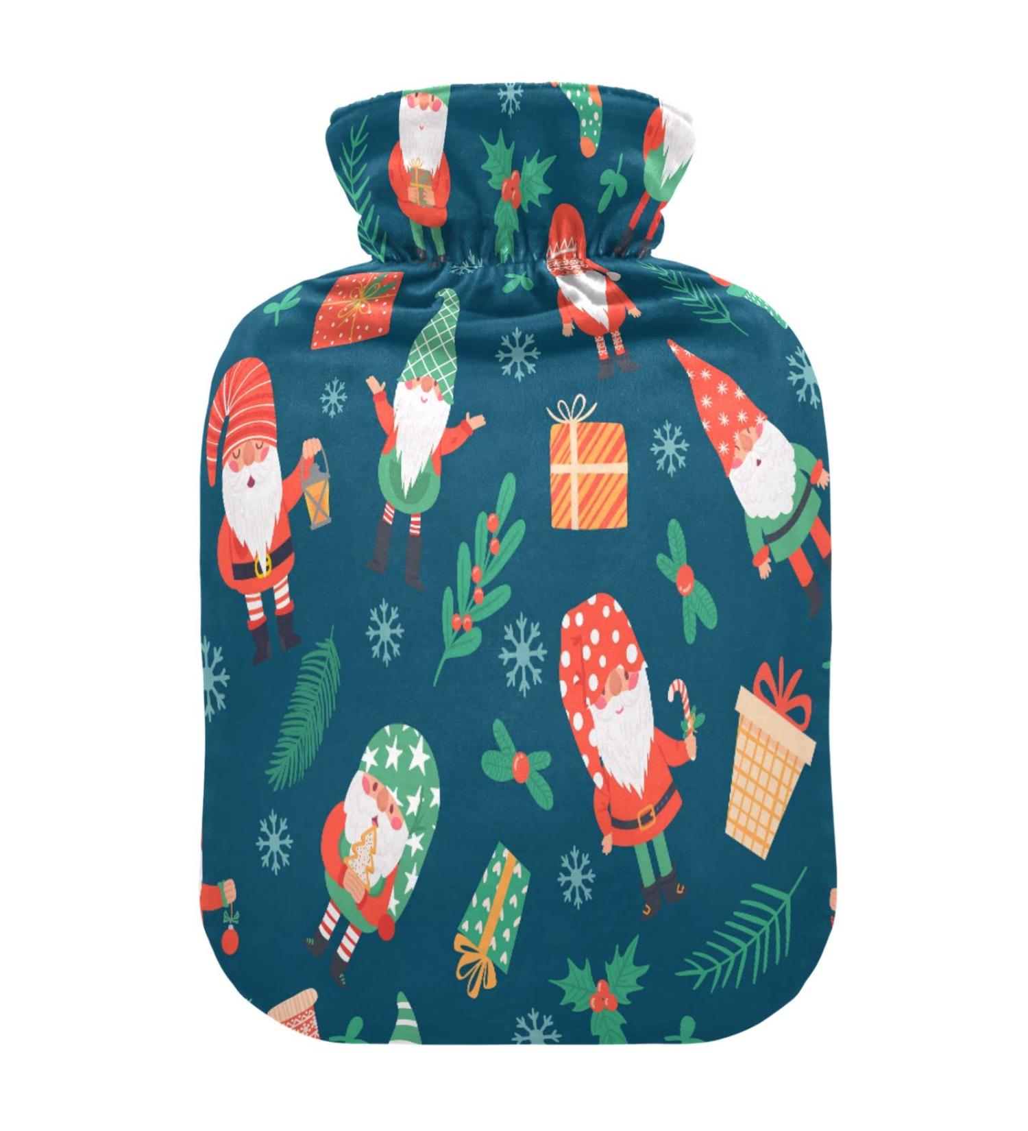 Funny Christmas Gnome Hot Water Bottle | 2L Fleece Cover for Hot & Cold Compresses - Perfect Holiday Gift - Buy Online on GoSupps.com