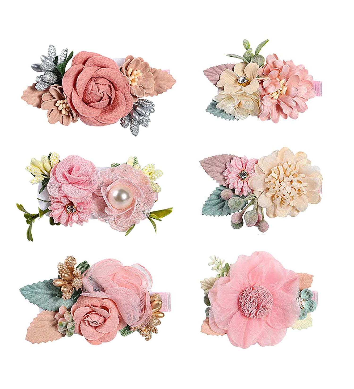 Supgomax Flower Hair Clips - 6 Pack Baby & Girls Hair Accessories | Floral Hair Loop Clips for Perfect Styling - Buy Online on GoSupps.com