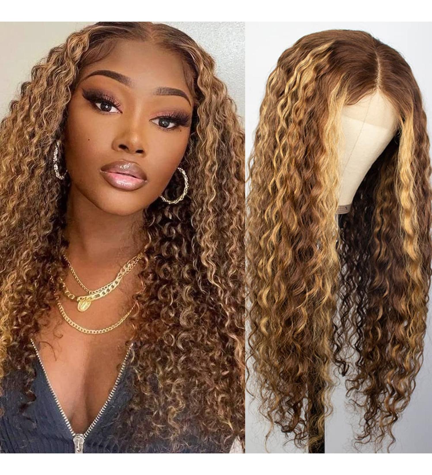 SOSATISFY 4/27 Ombre Highlight Lace Front Human Hair Wig - 30 Inch Deep Wave Closure Wig for Black Women - Pre Plucked with Baby Hair - 180% Density - Buy Online on GoSupps.com