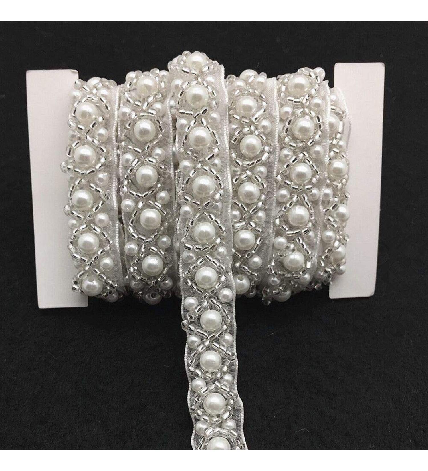 3 Yards White Crystal Rhinestone Bridal Applique Trim - Perfect for Wedding and Formal Occasions (1.5cm) - Buy Online on GoSupps.com