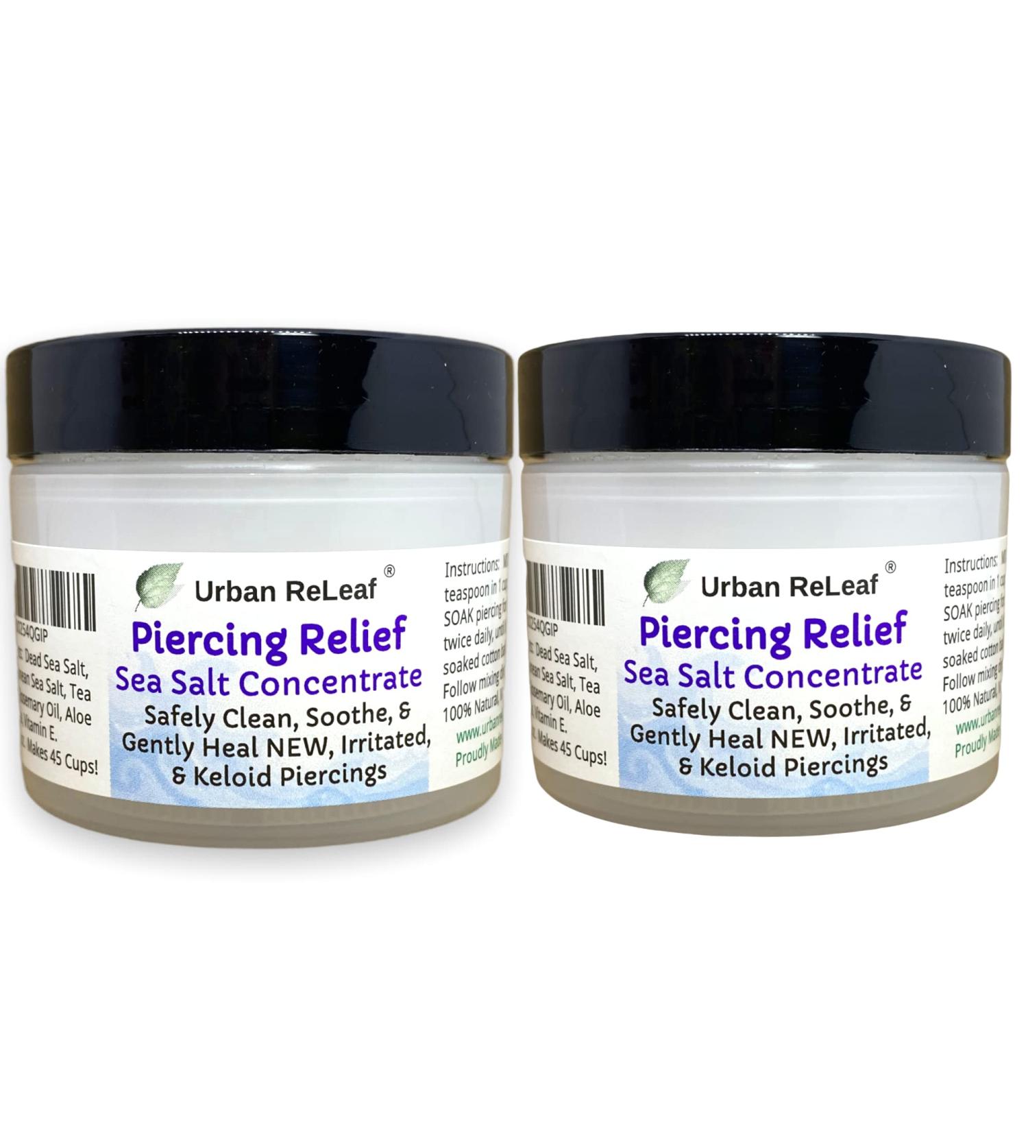 Urban ReLeaf Piercing Relief Sea Salt Concentrate - Set of 2 | Aftercare Clean, Soak, Heal Keloid Bump Piercings | Tea Tree & Non-iodized Sea Salt | Makes 90 Cups - Buy Online on GoSupps.com