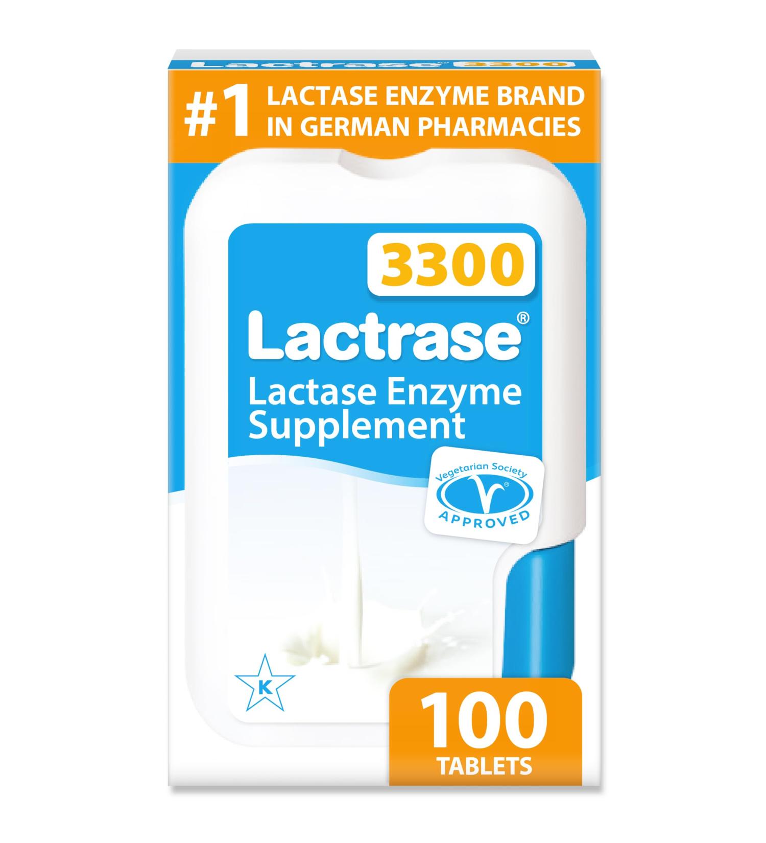 Lactrase Tablet Dispenser #1 Lactase Brand in German Pharmacies Original 3 300 FCC Lactase Units 100 Fast-Acting Pills for Lactose Intolerance Enjoy Dairy Again 100 Count (Pack of 1) - Buy Online on GoSupps.com