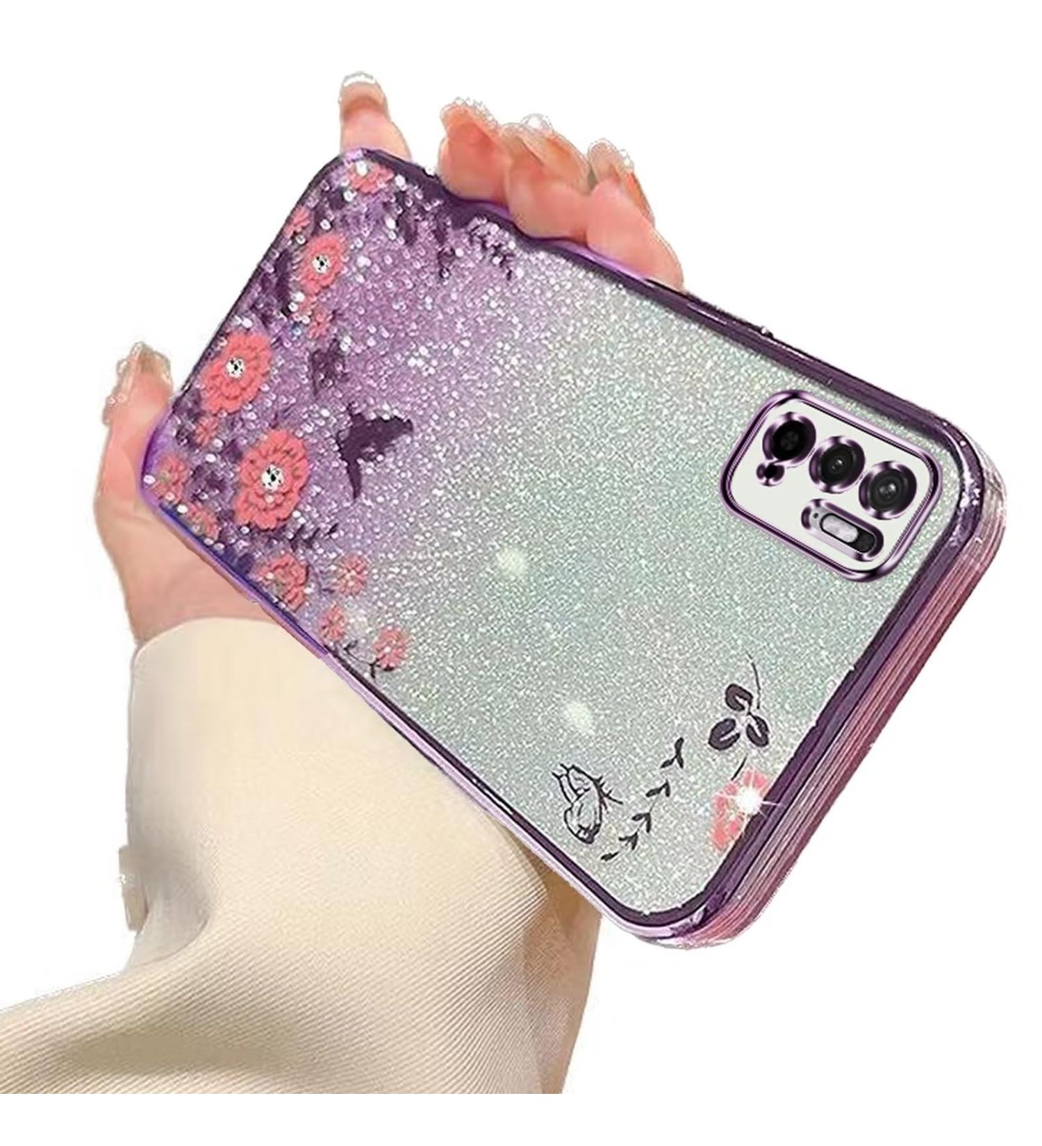 Buy Tivenfezk Nadoli Glitter Diamond Case for Xiaomi Redmi Note 10 5G - Sparkle Flower Butterfly Soft Silicone Cover - Buy Online on GoSupps.com