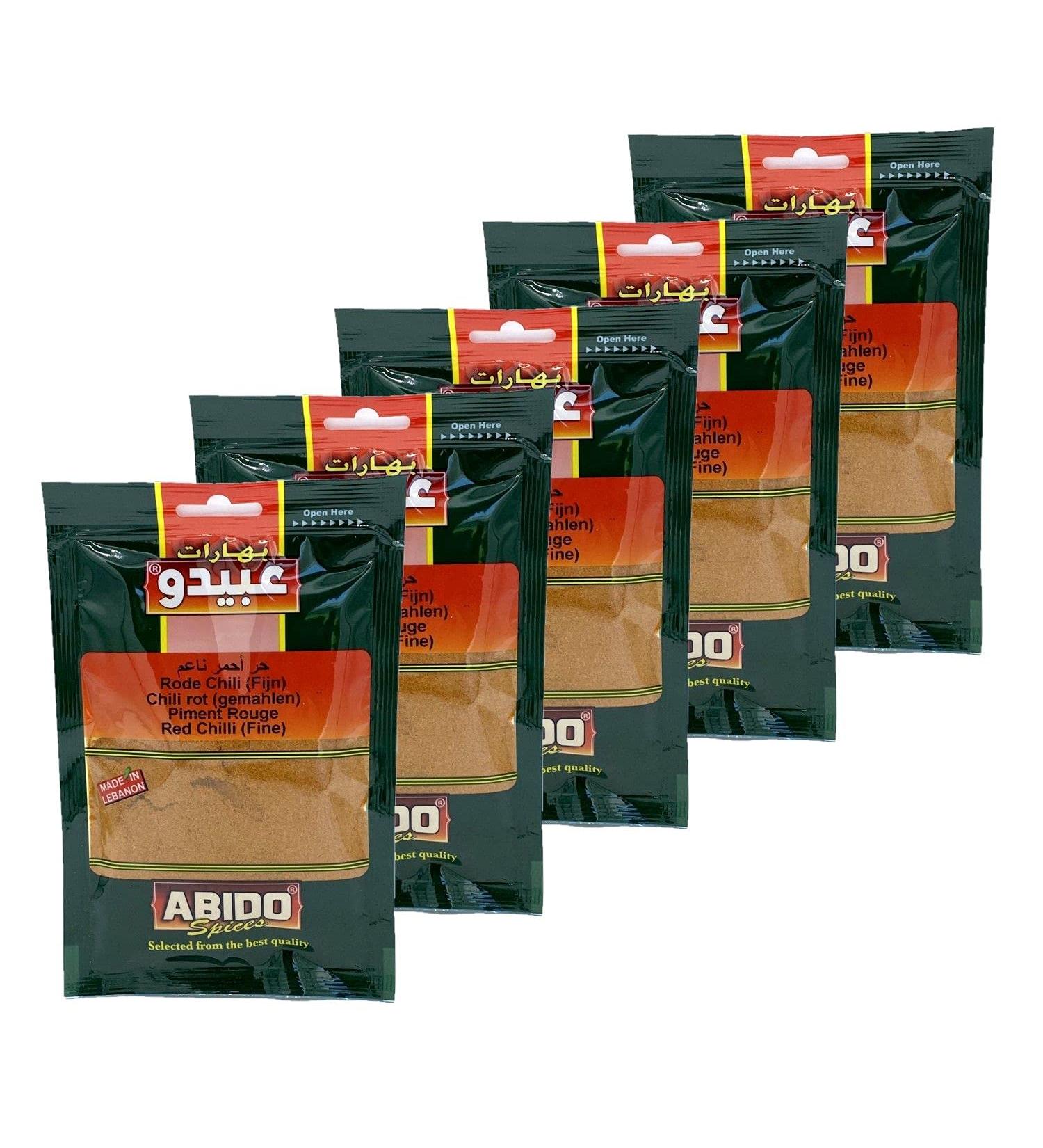 Pack of 5 Red Chilli Spices – Abido – Bag 50 g