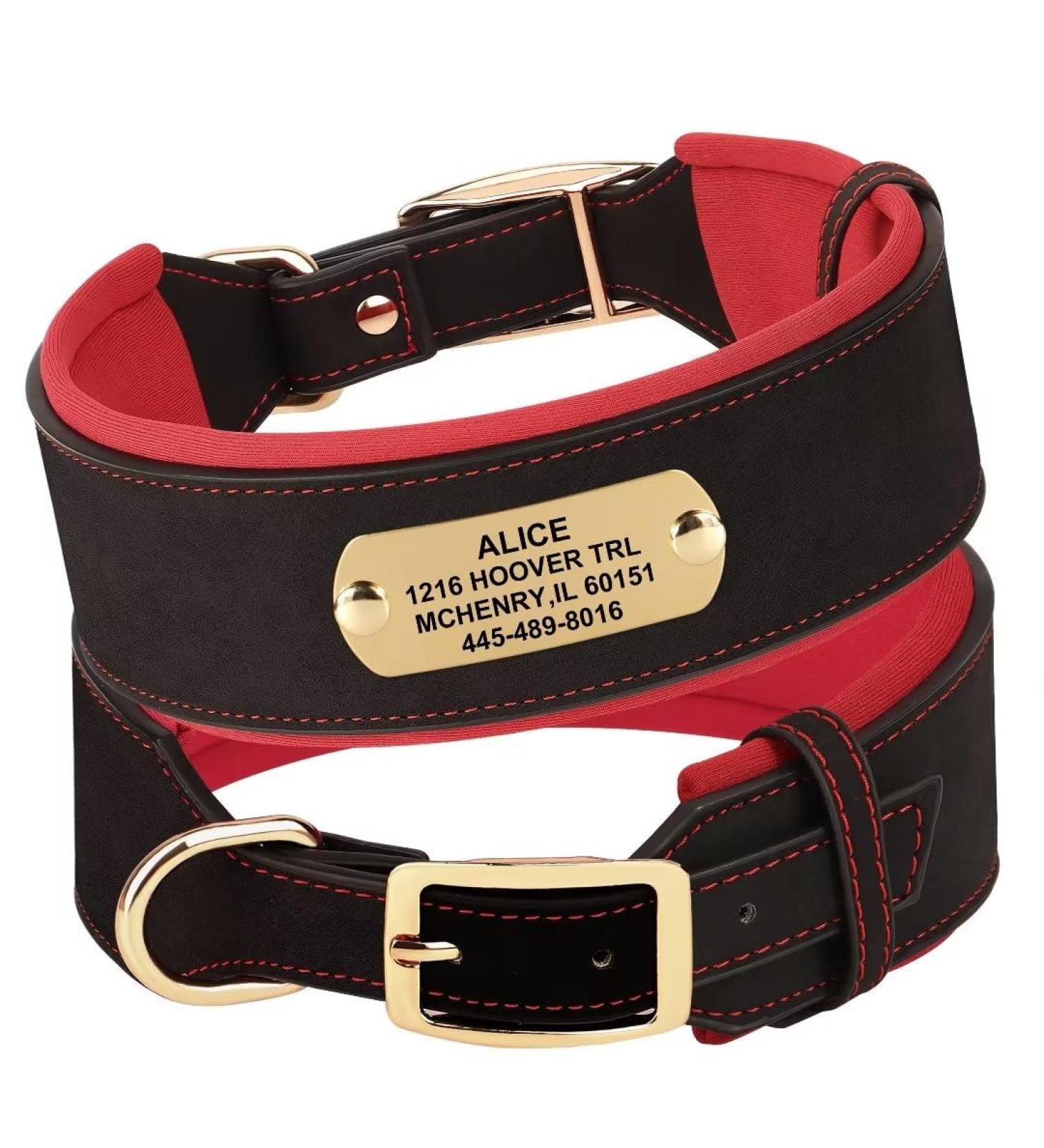 Personalized PU Leather Dog Collar for Large Dogs | 5cm Wide Padded Engraved for Rottweilers | Fits Neck 48-58cm - XL Black - Buy Online on GoSupps.com
