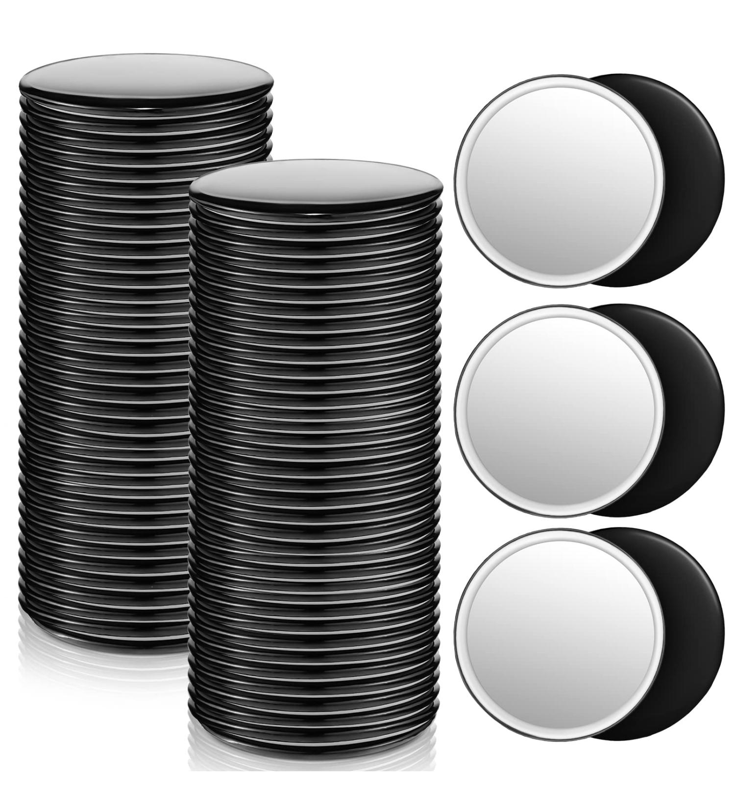 Portable Mini Pocket Makeup Mirror - Round Compact Glass Mirror for Women - 2.76 Inch - Black (72 Pieces) - Buy Online on GoSupps.com