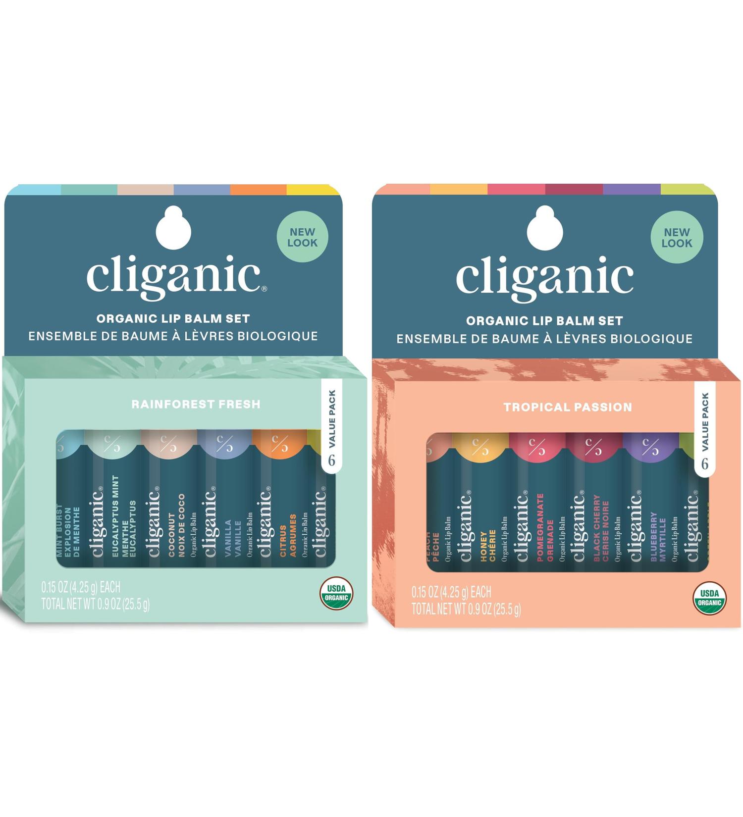 Cliganic Organic Lip Balm Set Bundle (Rainforest Fresh & Tropical Passion) - Buy Online on GoSupps.com