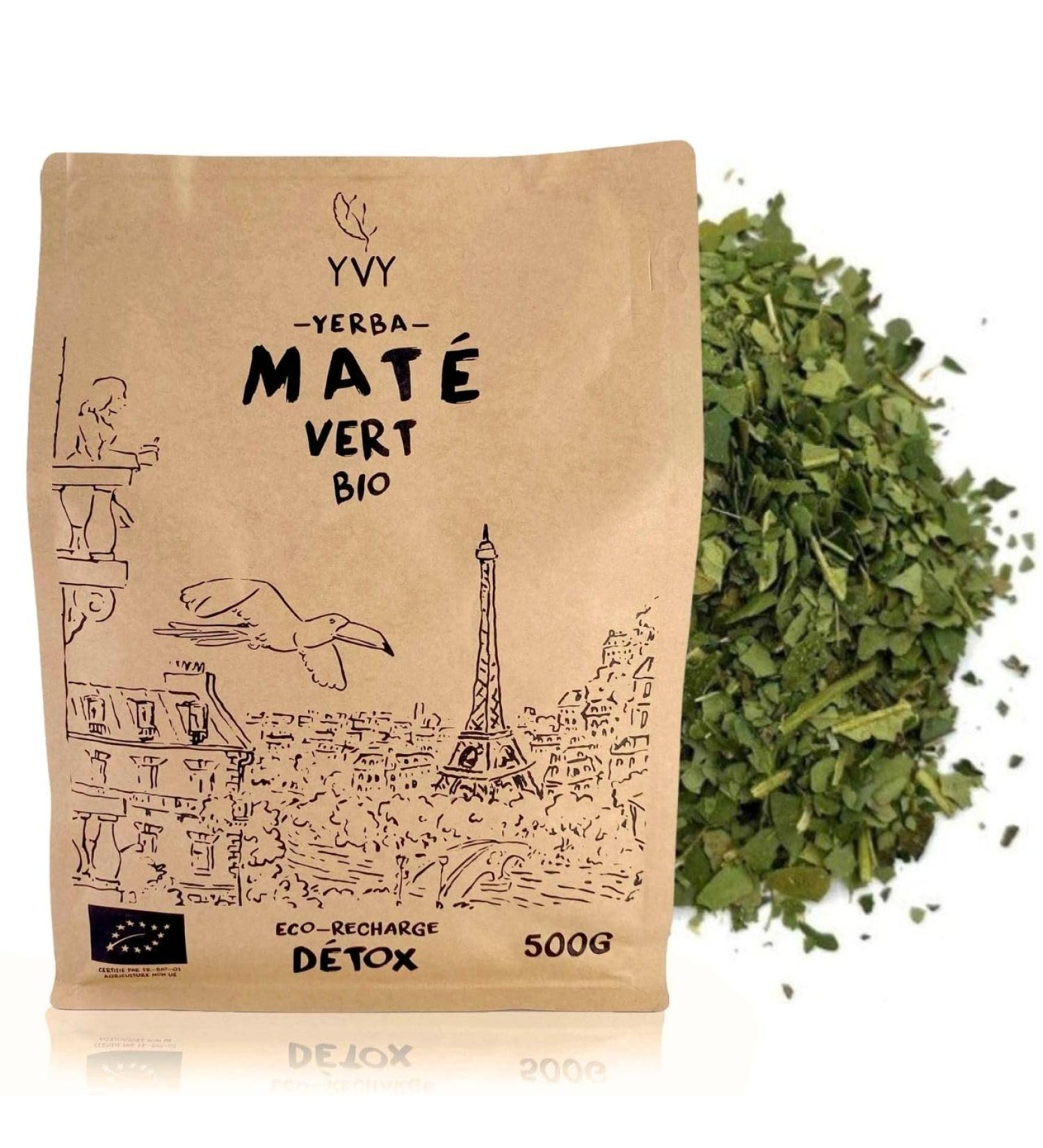  YVY YVY Yerba Mate Organic Green 500 g | Fair Trade and Non Smoked Organic Mate | Stemless | Gentle little bitter mate | Ideal fo - Buy Online on GoSupps.com