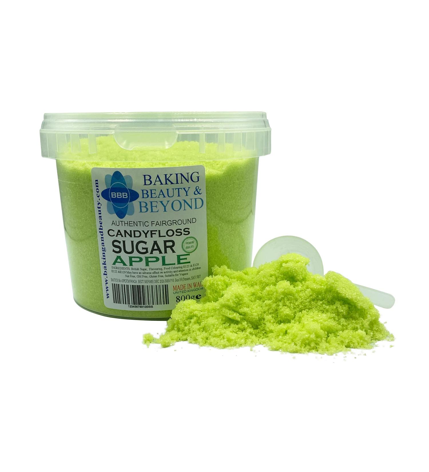 Baking Beauty and Beyond Premium Apple Flavour Cotton Candy Floss Sugar - 800g Bulk Floss Sugar with Natural Ingredients for Every Occasion - Buy Online on GoSupps.com