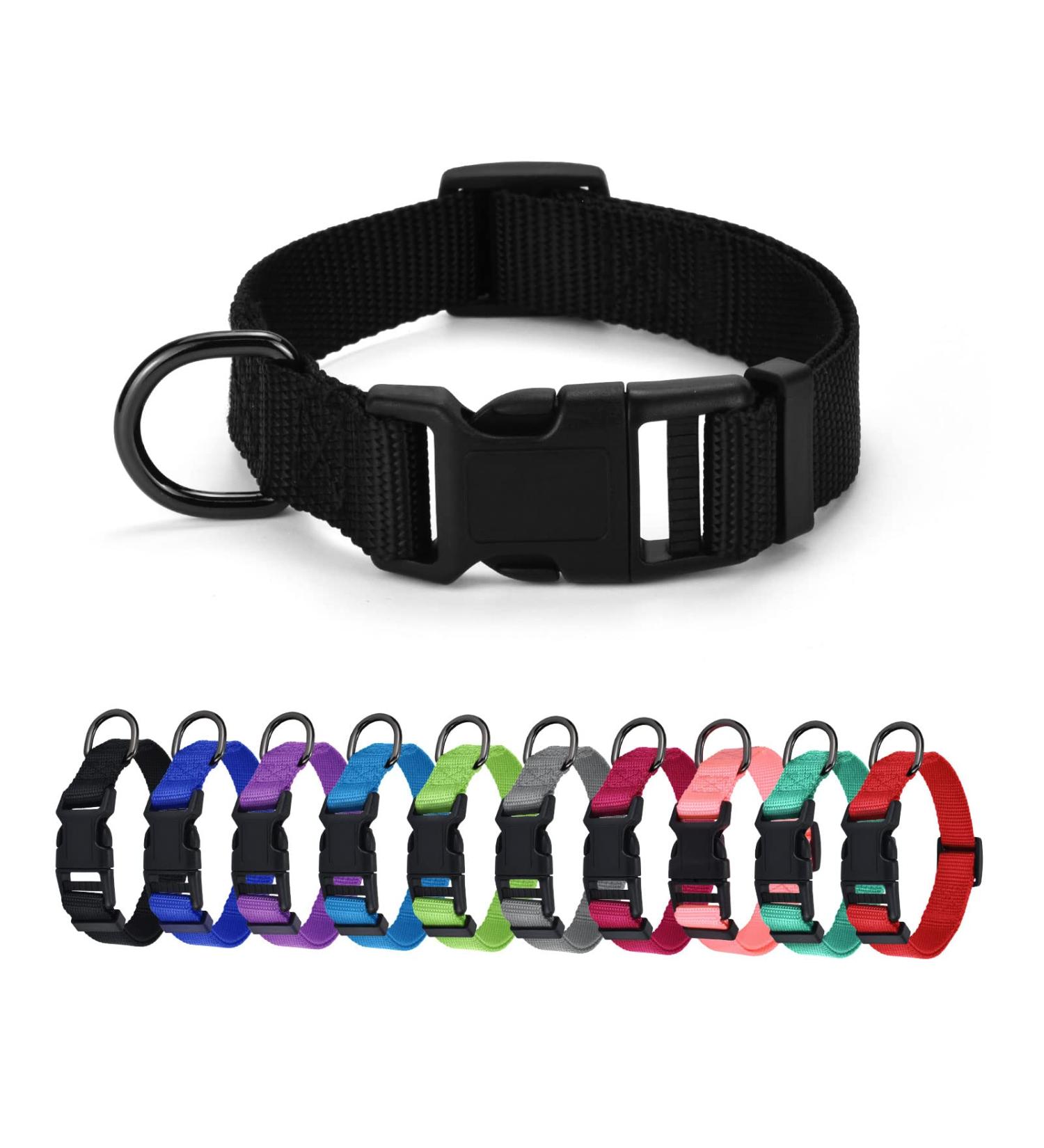 Audwud Adjustable Dog Collar - Thick Nylon Neck Band for All Sizes | Classic Colors | Fits Small Medium & Large Dogs (M: 37-54 cm - Obsidian Black) - Buy Online on GoSupps.com